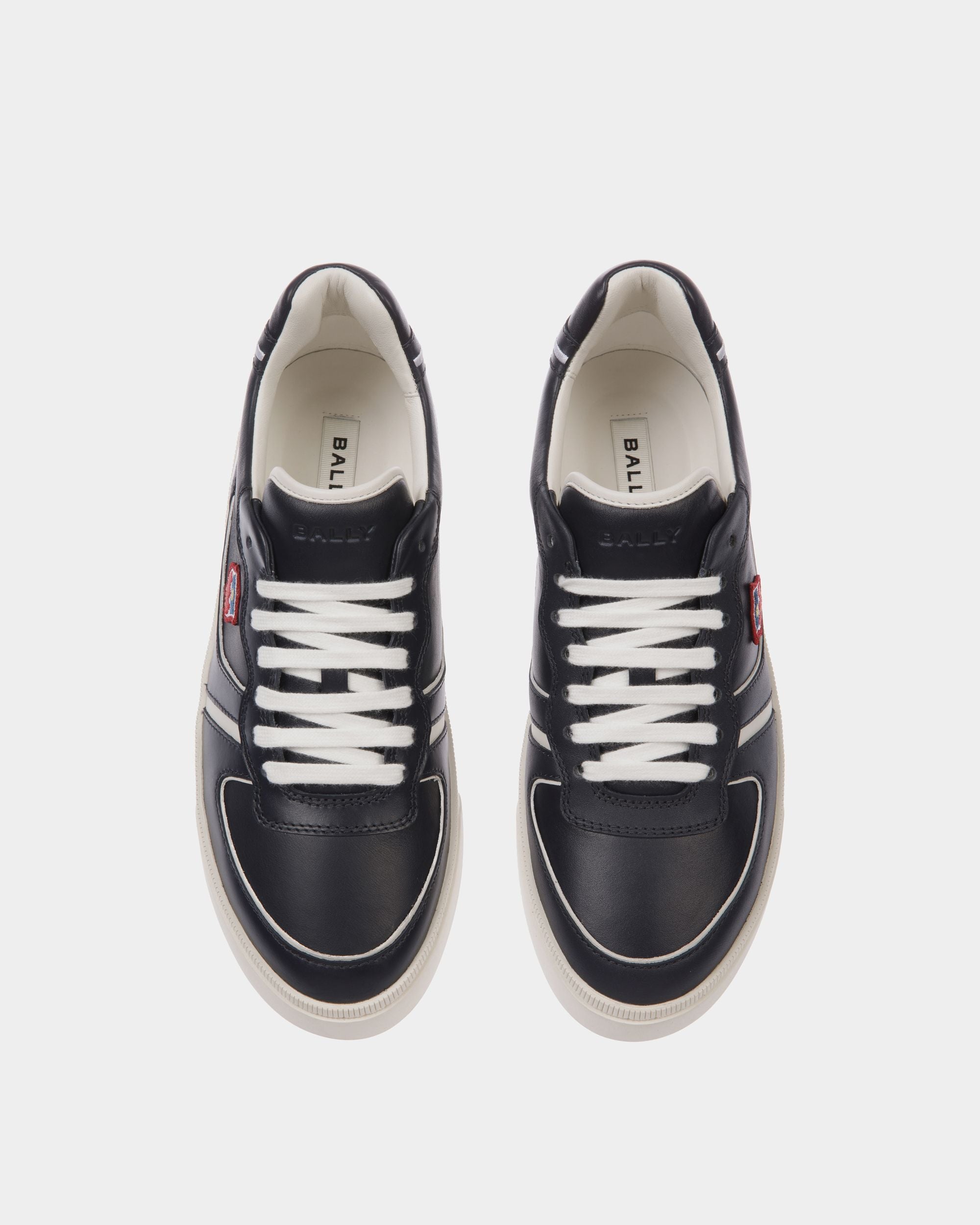 Raise Sneaker in Navy Blue and White Leather - Men's - Bally - 05