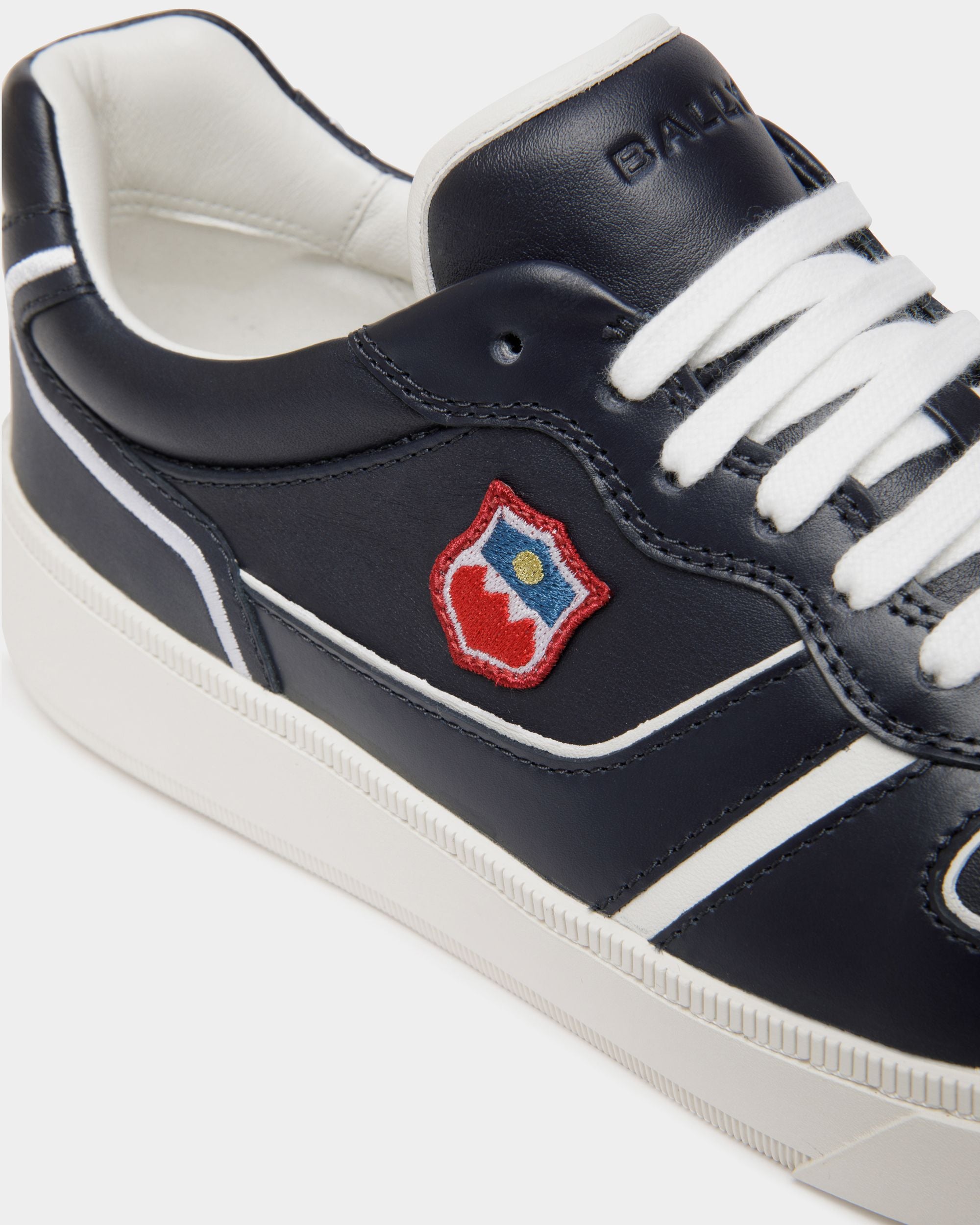 Raise Sneaker in Navy Blue and White Leather - Men's - Bally - 06
