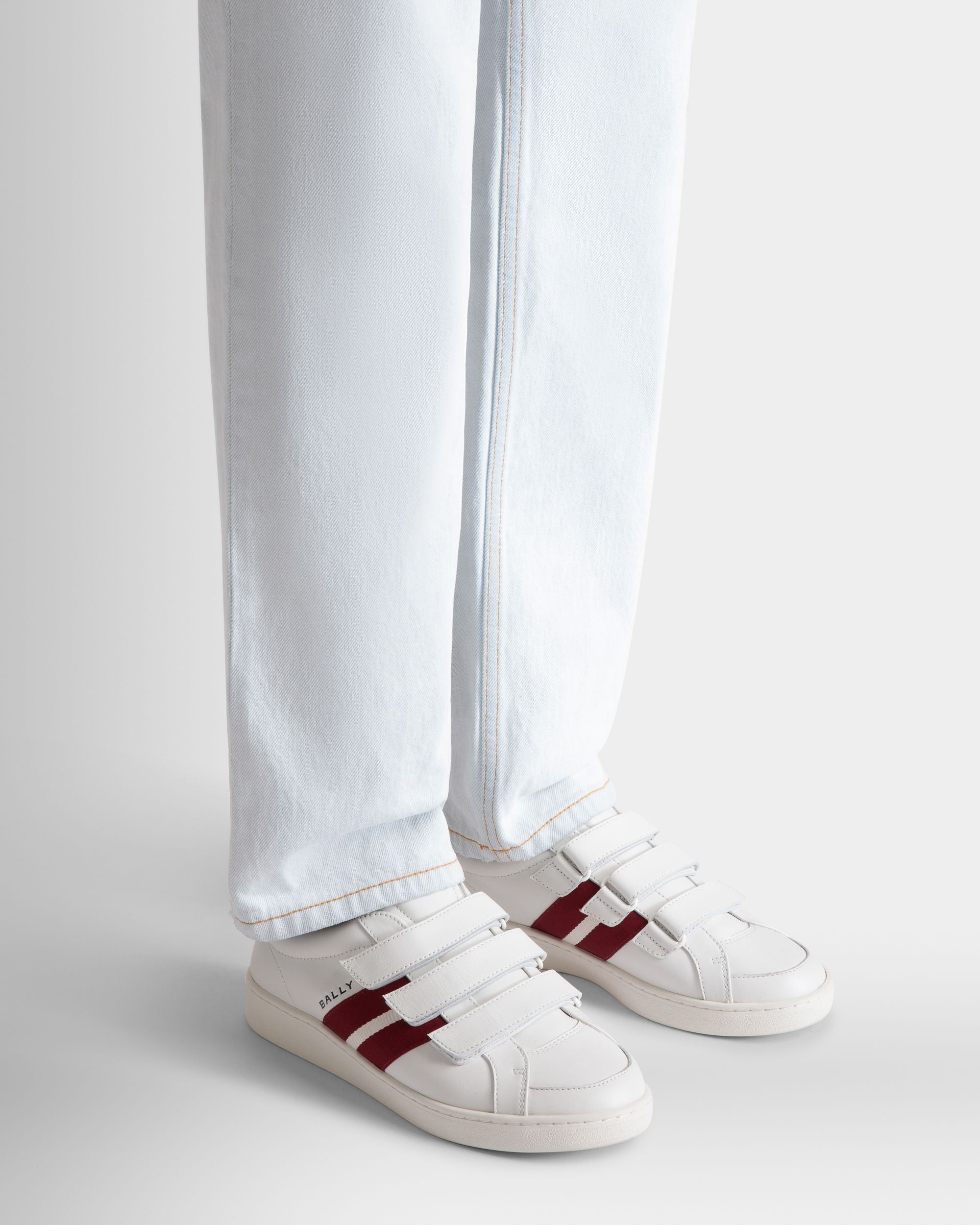 Tennis Sneaker in White and Navy Blue Leather - Men's - Bally - 02