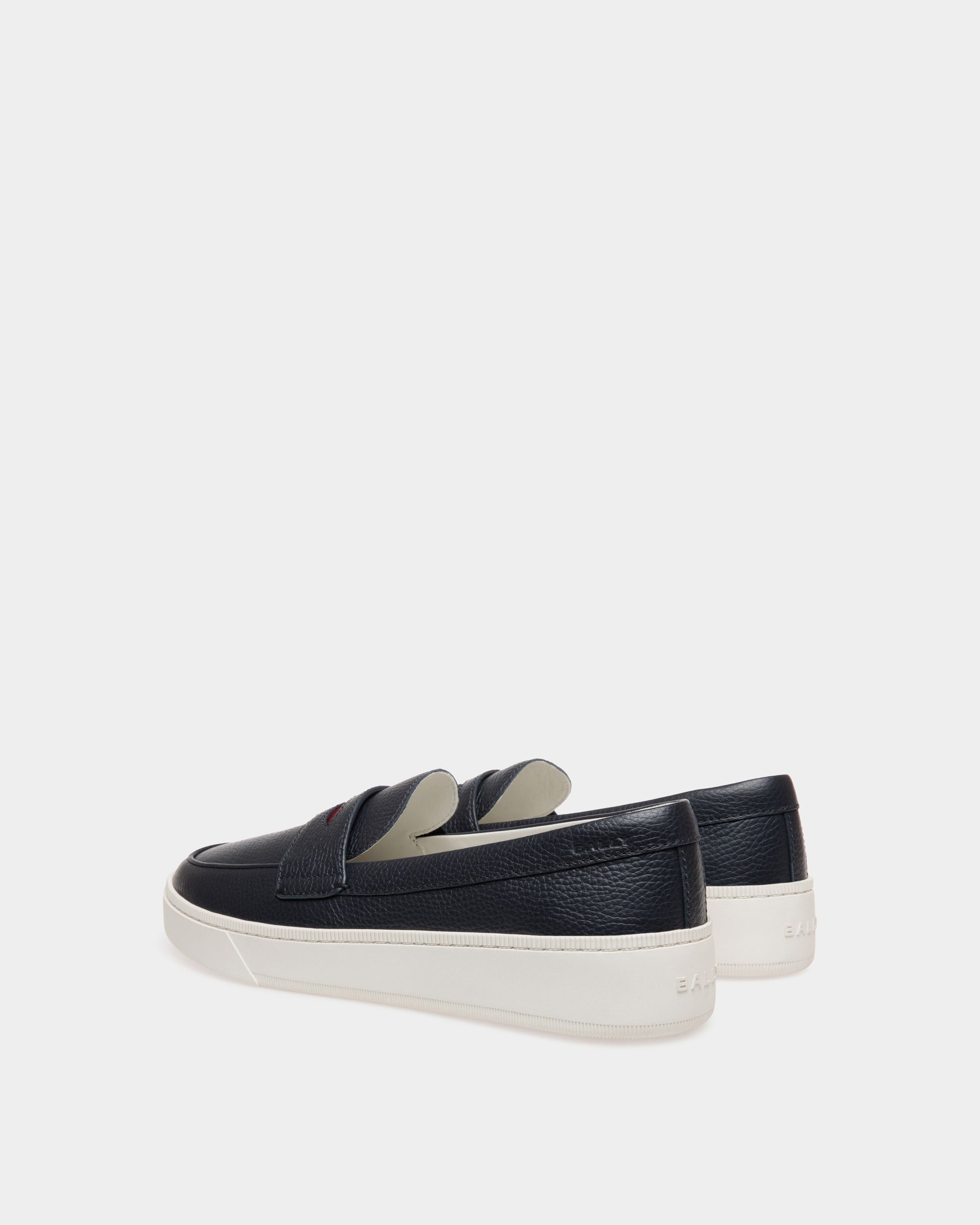 Raise Sneaker in Navy Blue Grained Leather - Men's - Bally - 03