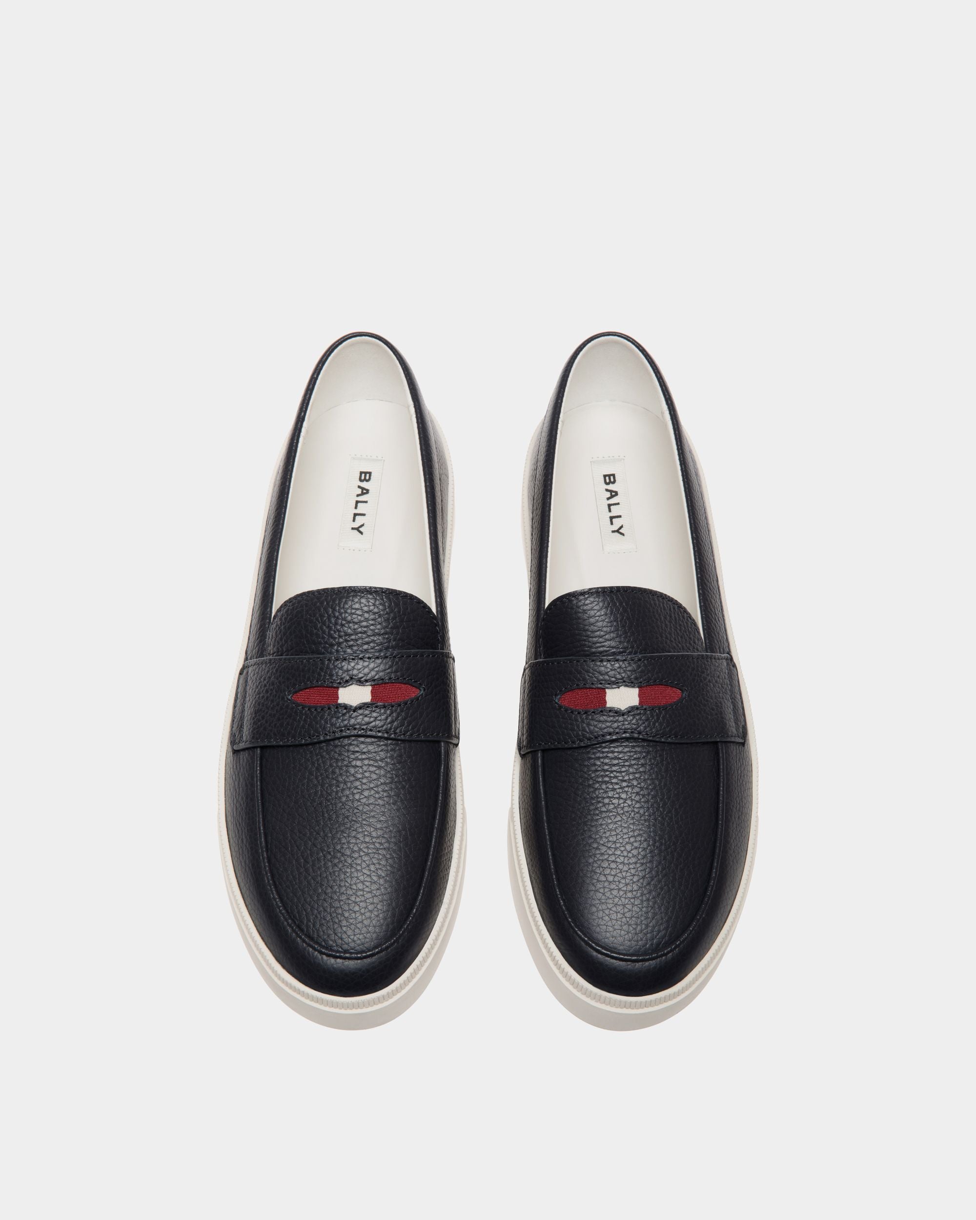 Raise Sneaker in Navy Blue Grained Leather - Men's - Bally - 04