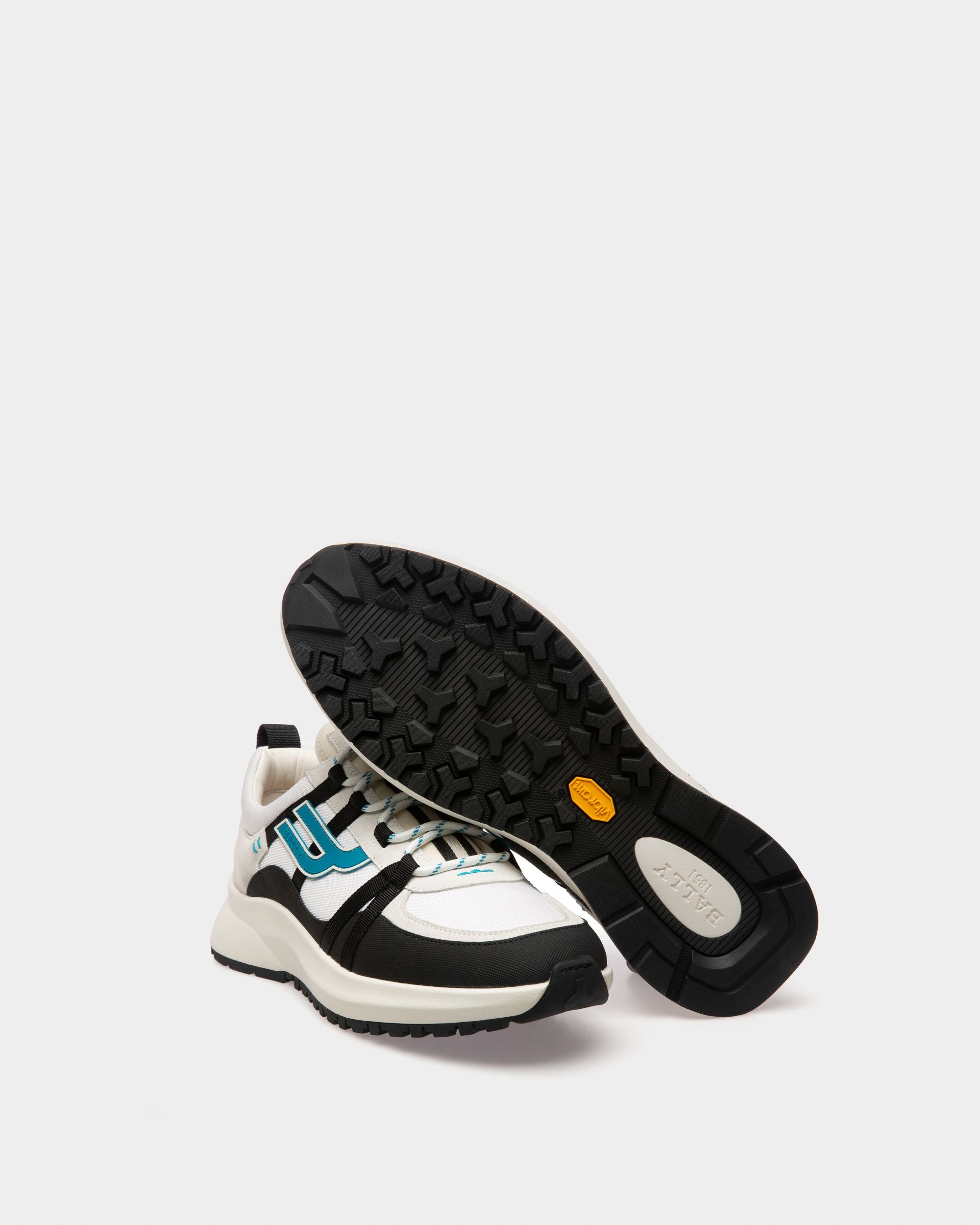 Damon Fabric And Leather Sneakers In Black And White - Men's - Bally - 05