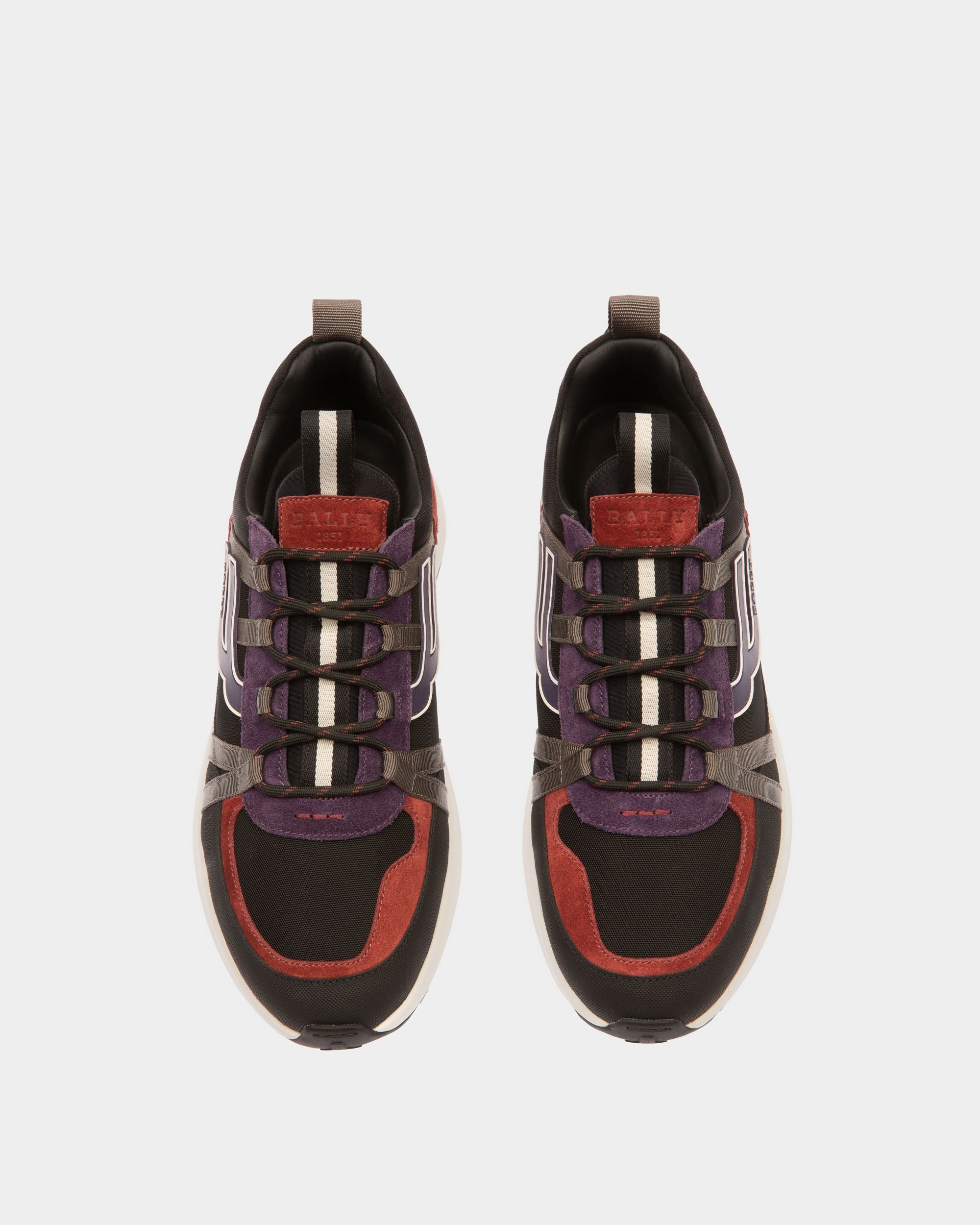 Damon Fabric And Leather Sneakers In Black And Heritage Red - Men's - Bally - 03