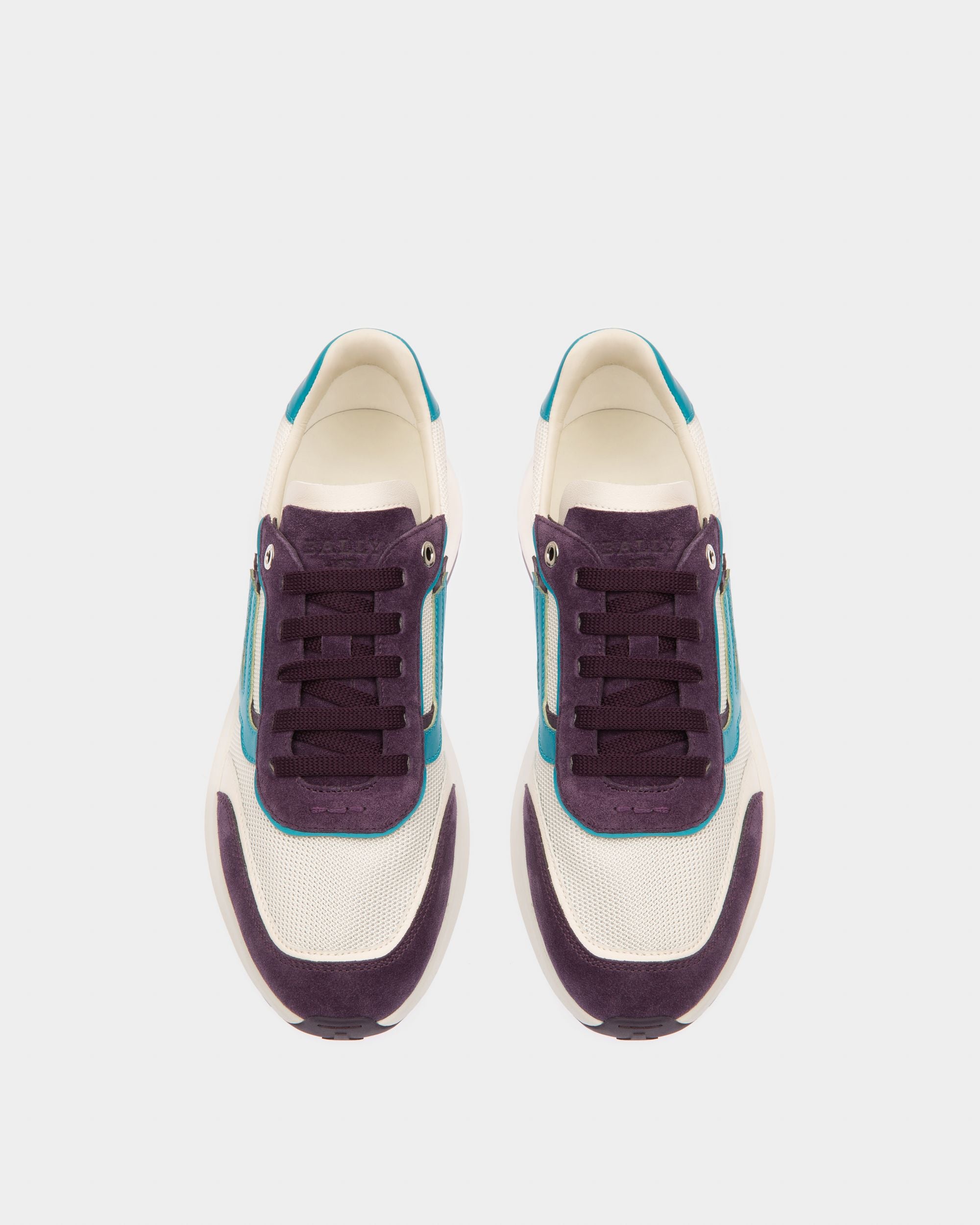 Demmy Mesh & Leather Sneakers In White & Purple - Men's - Bally - 02