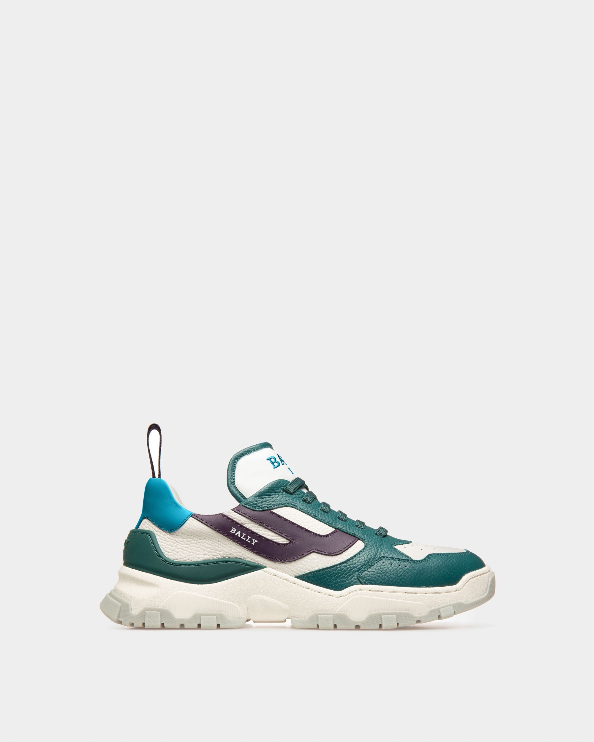 Holden Leather And Fabric Sneakers In Green And White - Men's - Bally - 01