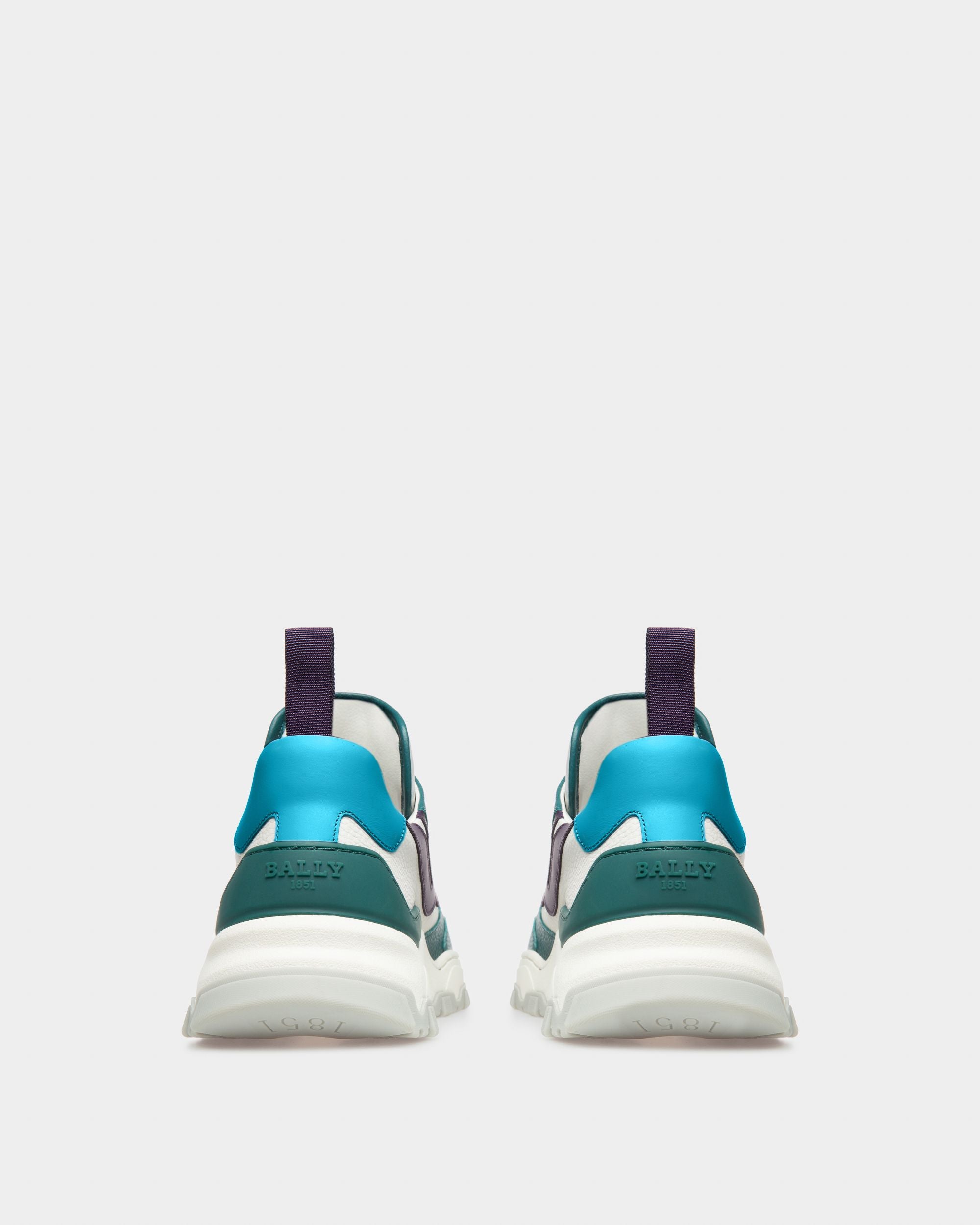 Holden Leather And Fabric Sneakers In Green And White - Men's - Bally - 04