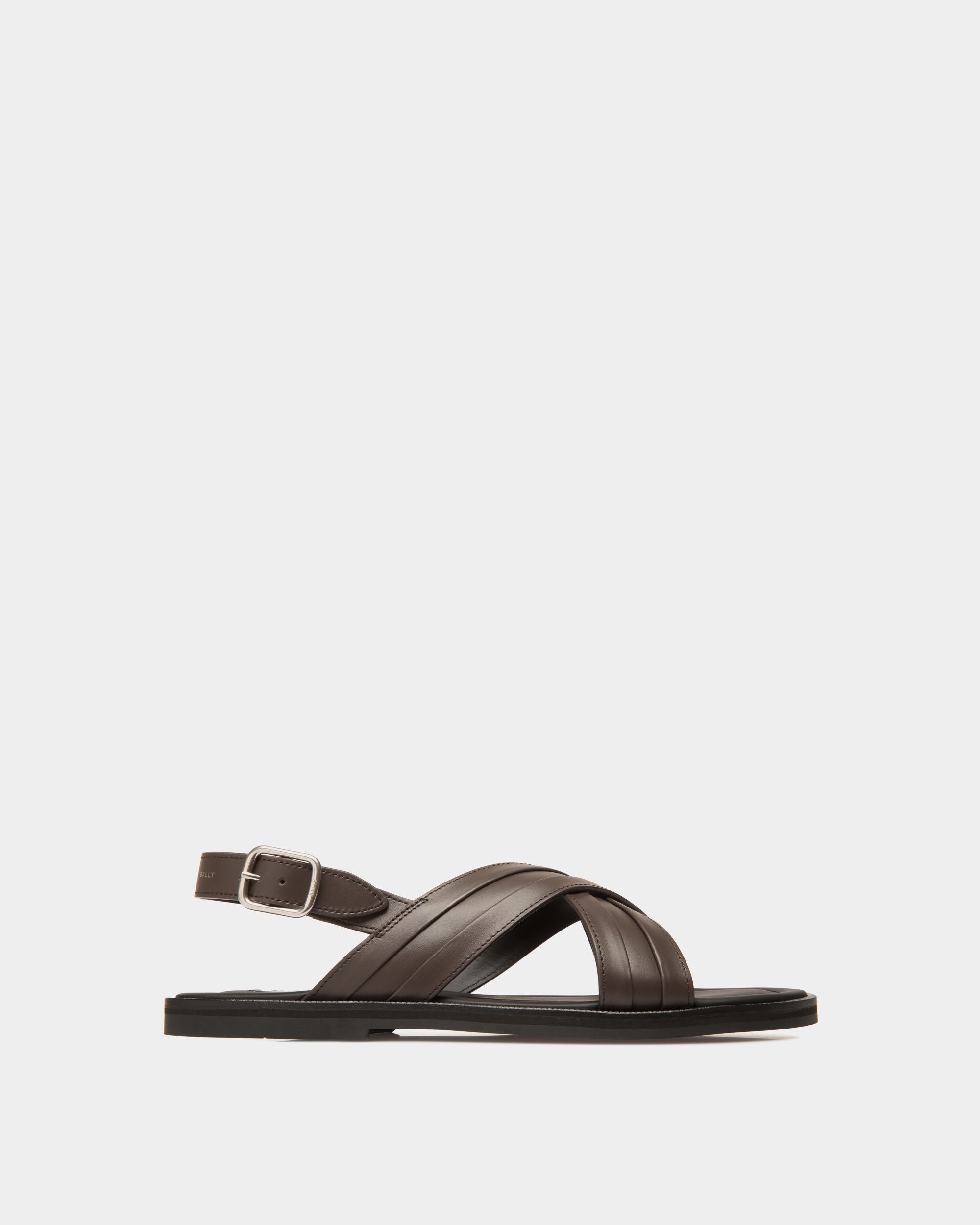 Glide Sandal In Ebano Leather - Men's - Bally - 01