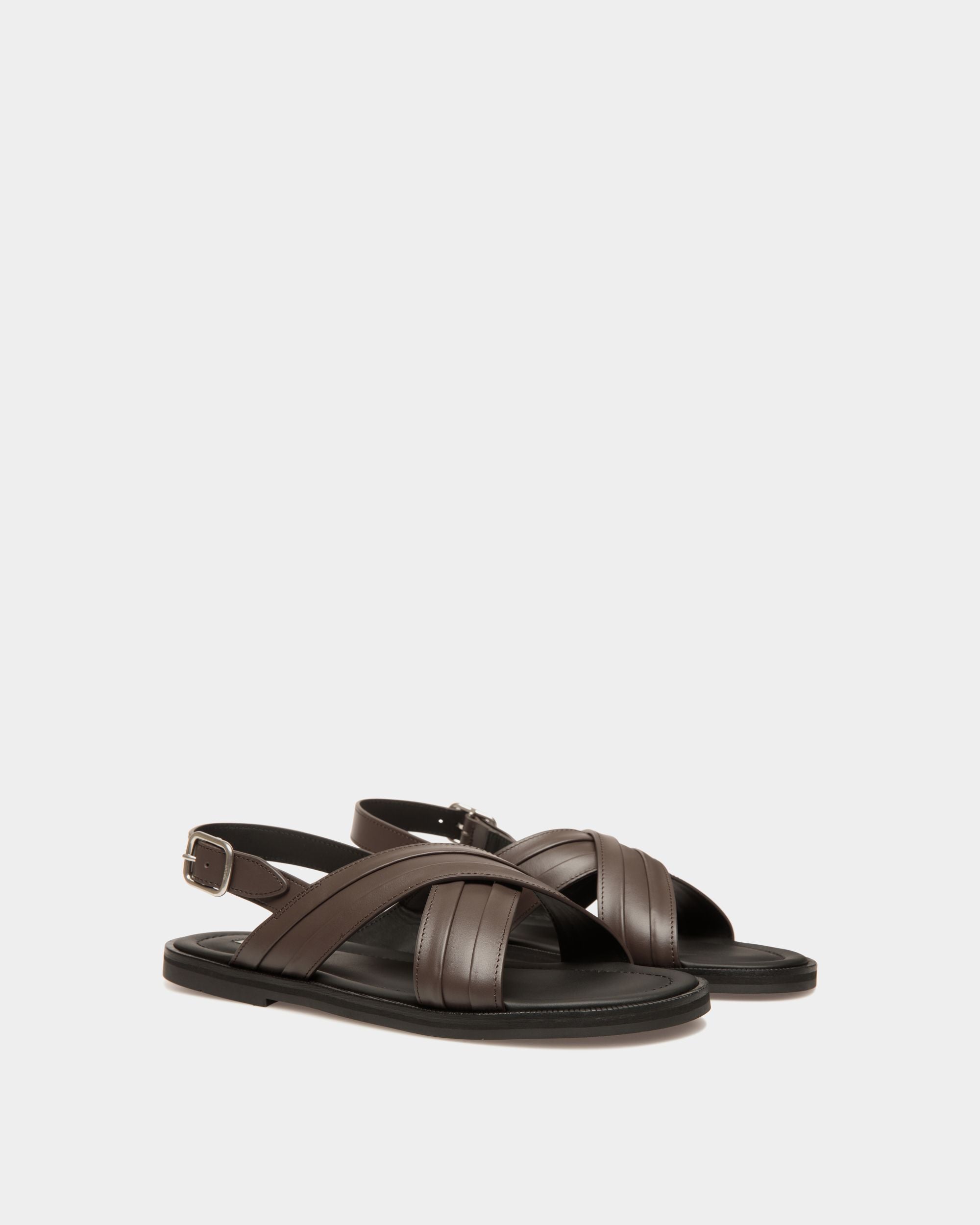 Glide Sandal In Ebano Leather - Men's - Bally - 02