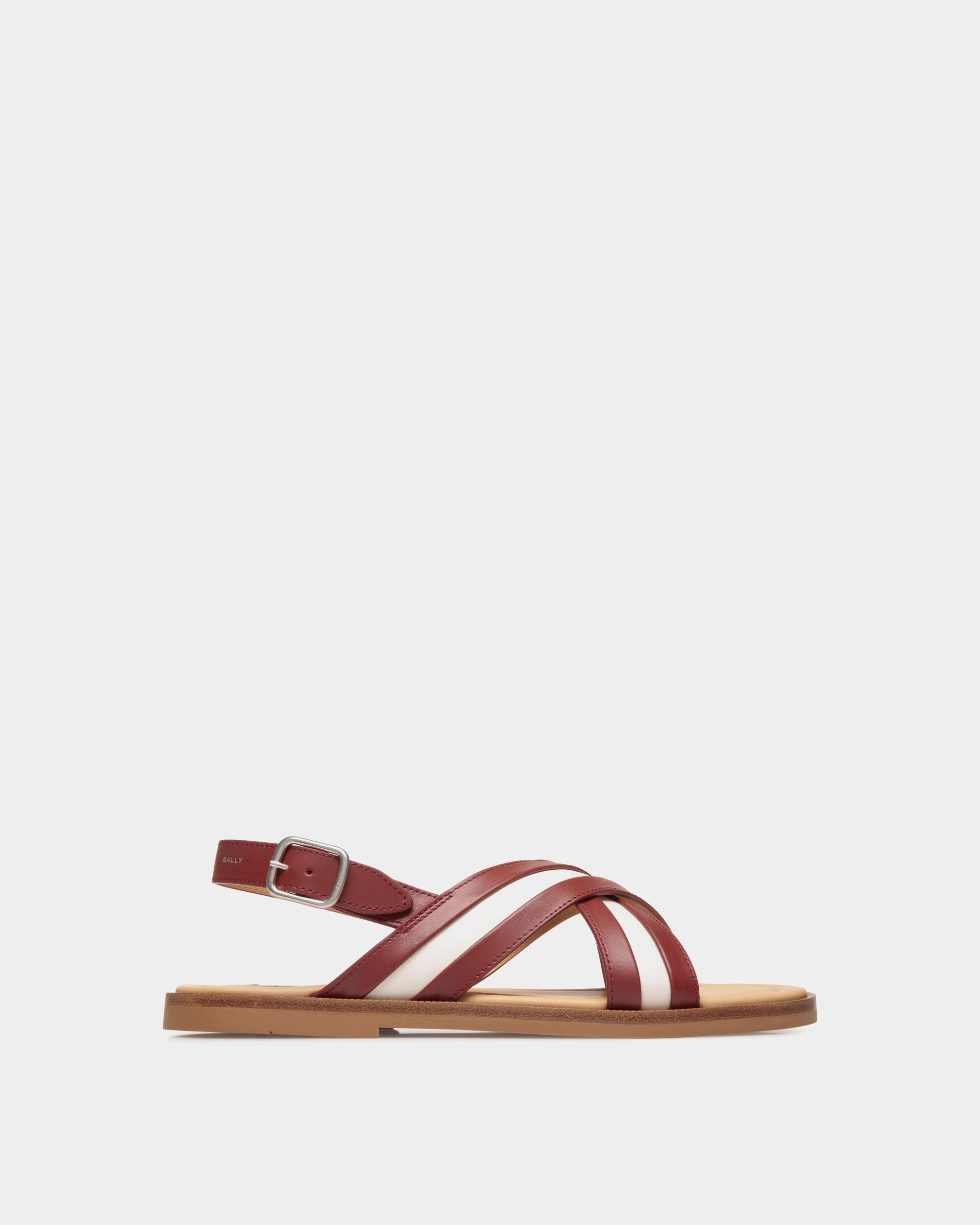 Glide Sandal In Red and White Leather - Men's - Bally - 01