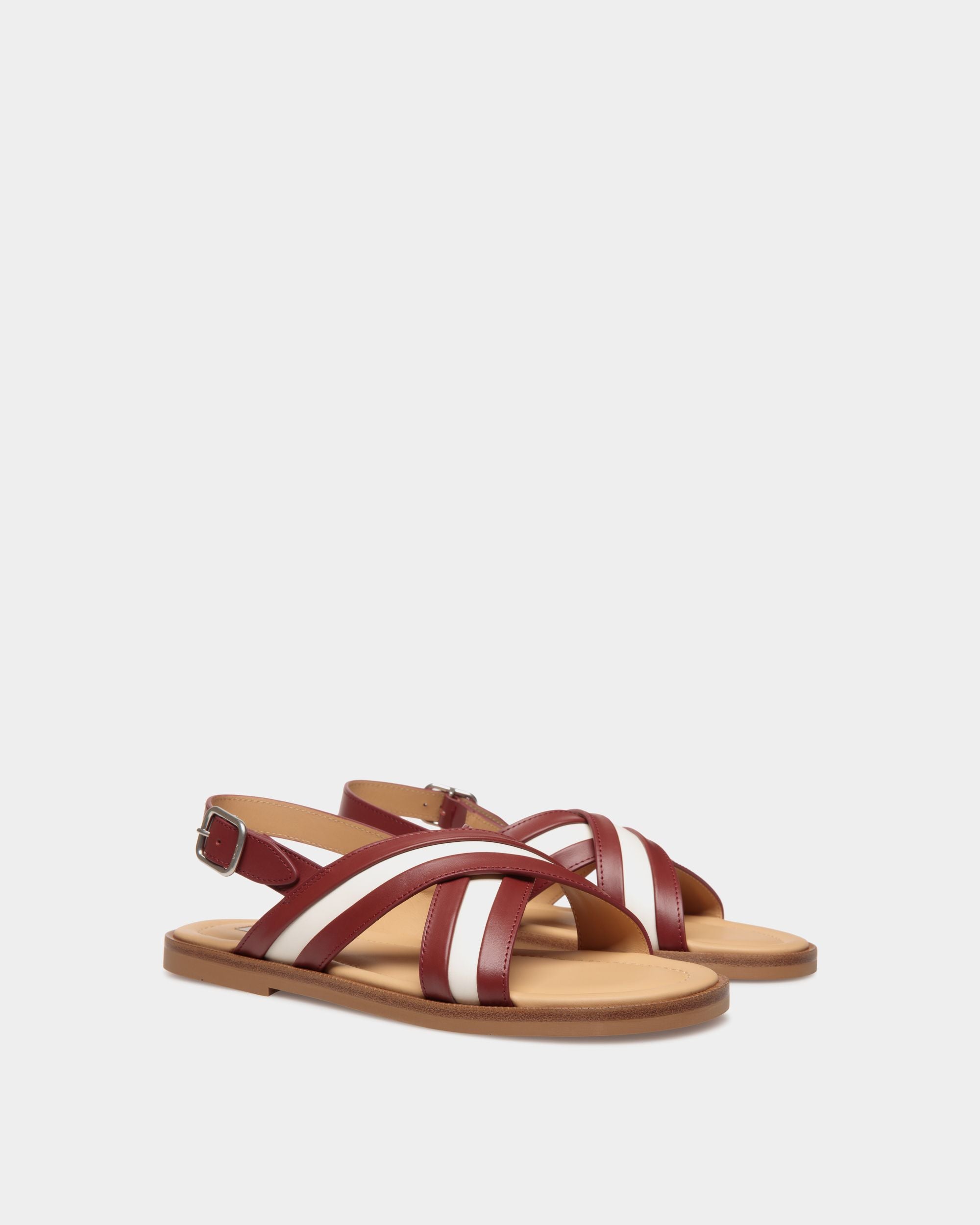 Glide Sandal In Red and White Leather - Men's - Bally - 02