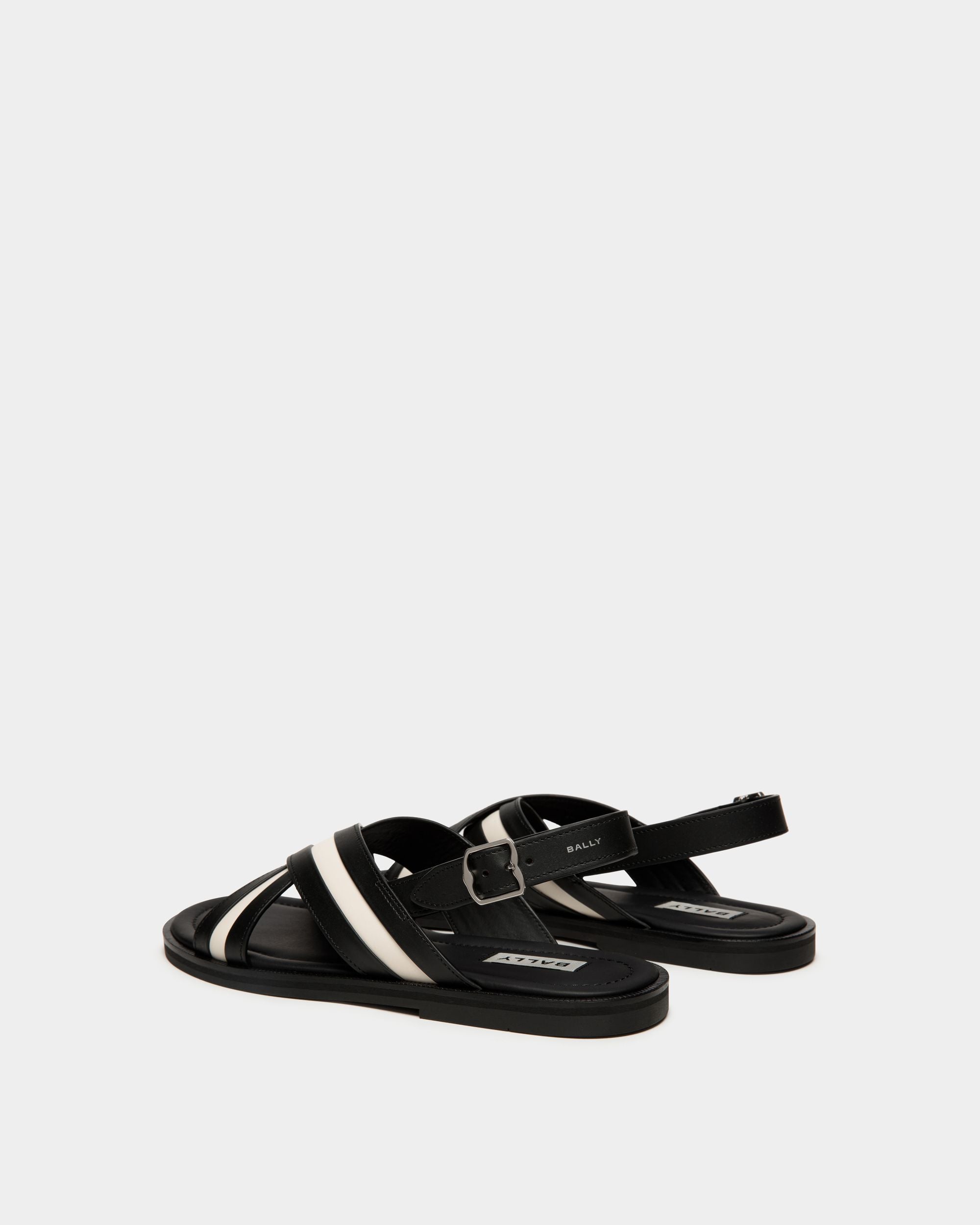 Glide Sandal In Black And White Leather - Men's - Bally - 03