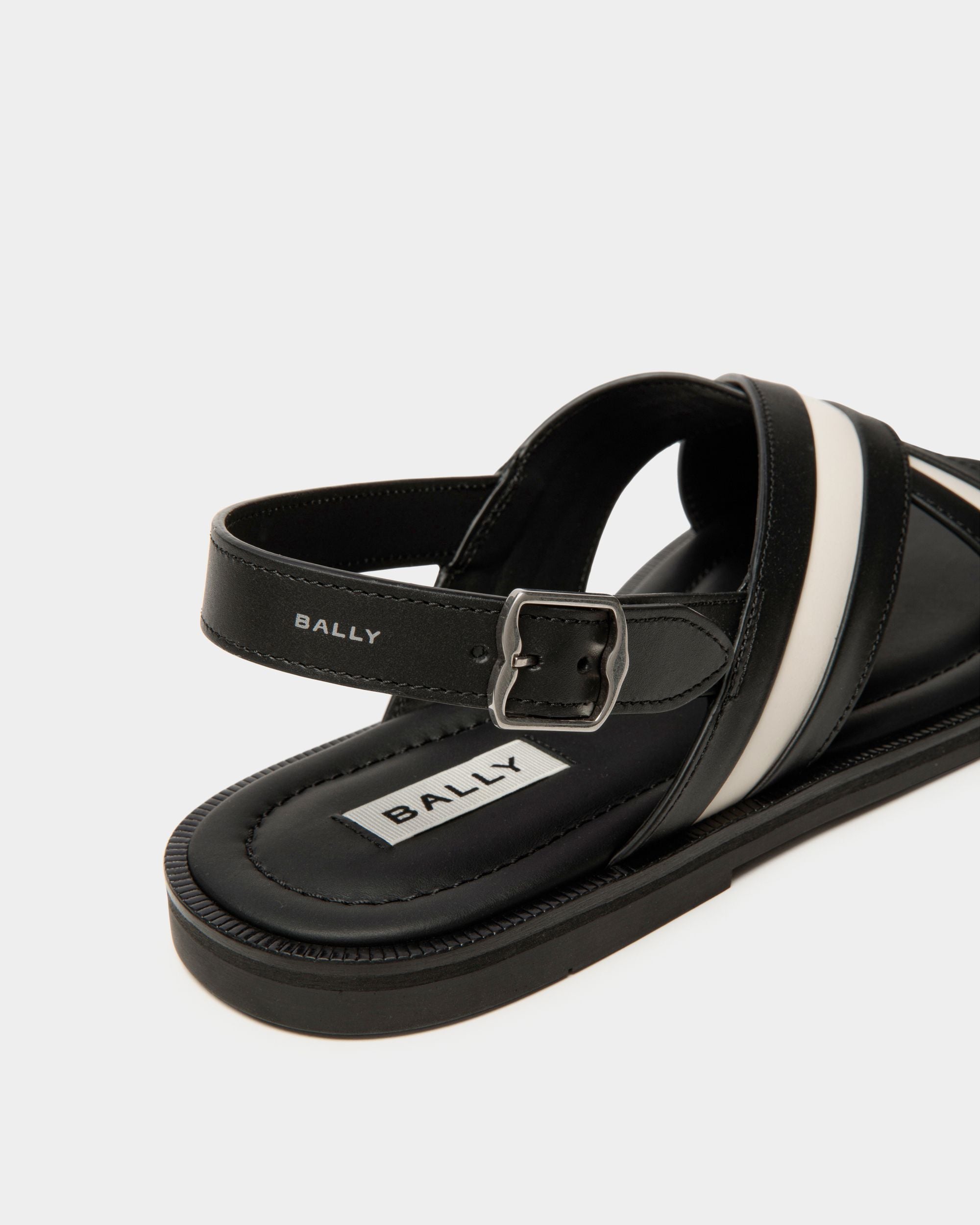 Glide Sandal In Black And White Leather - Men's - Bally - 04
