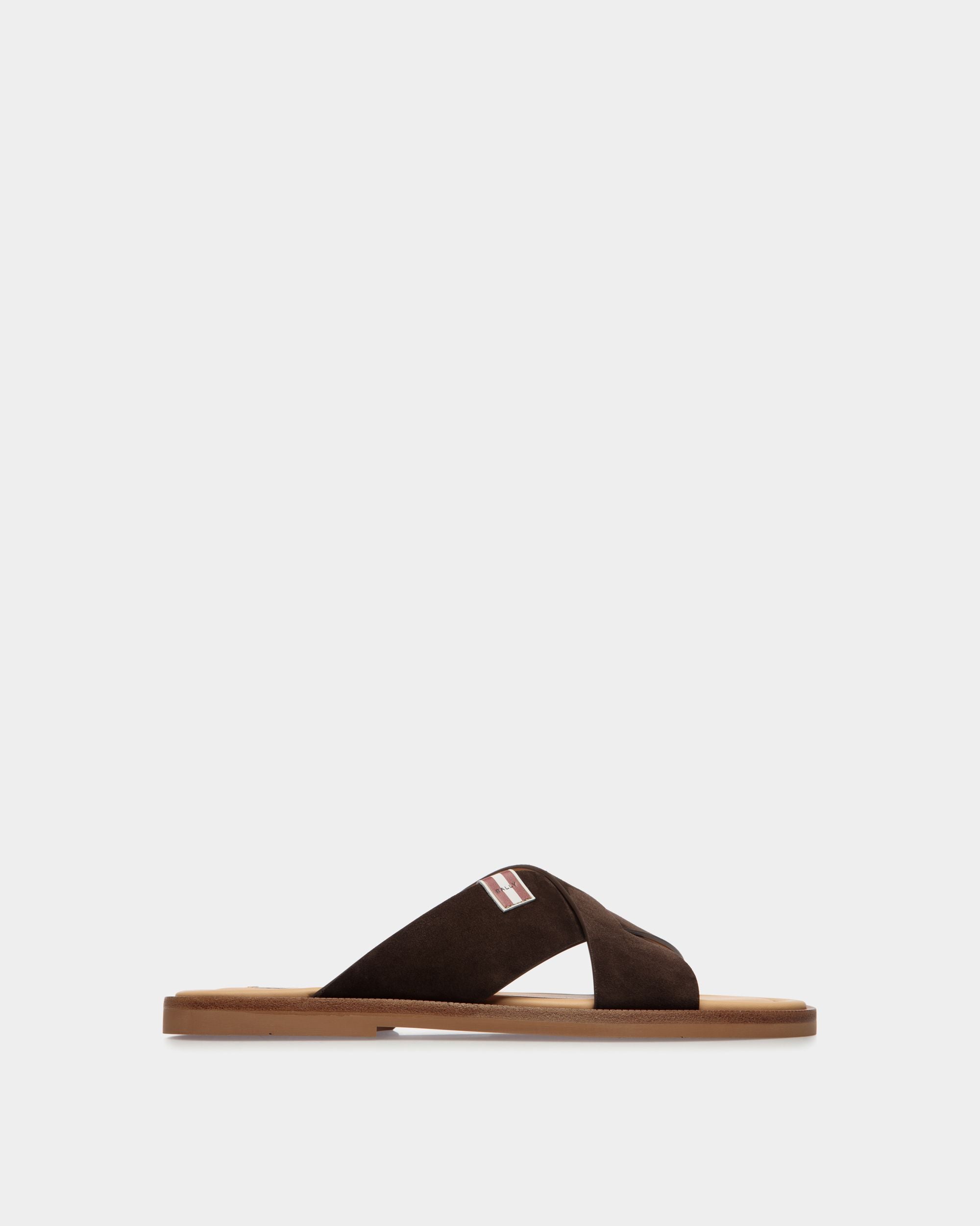Glide Sandal in Ebano Suede Leather - Men's - Bally - 01