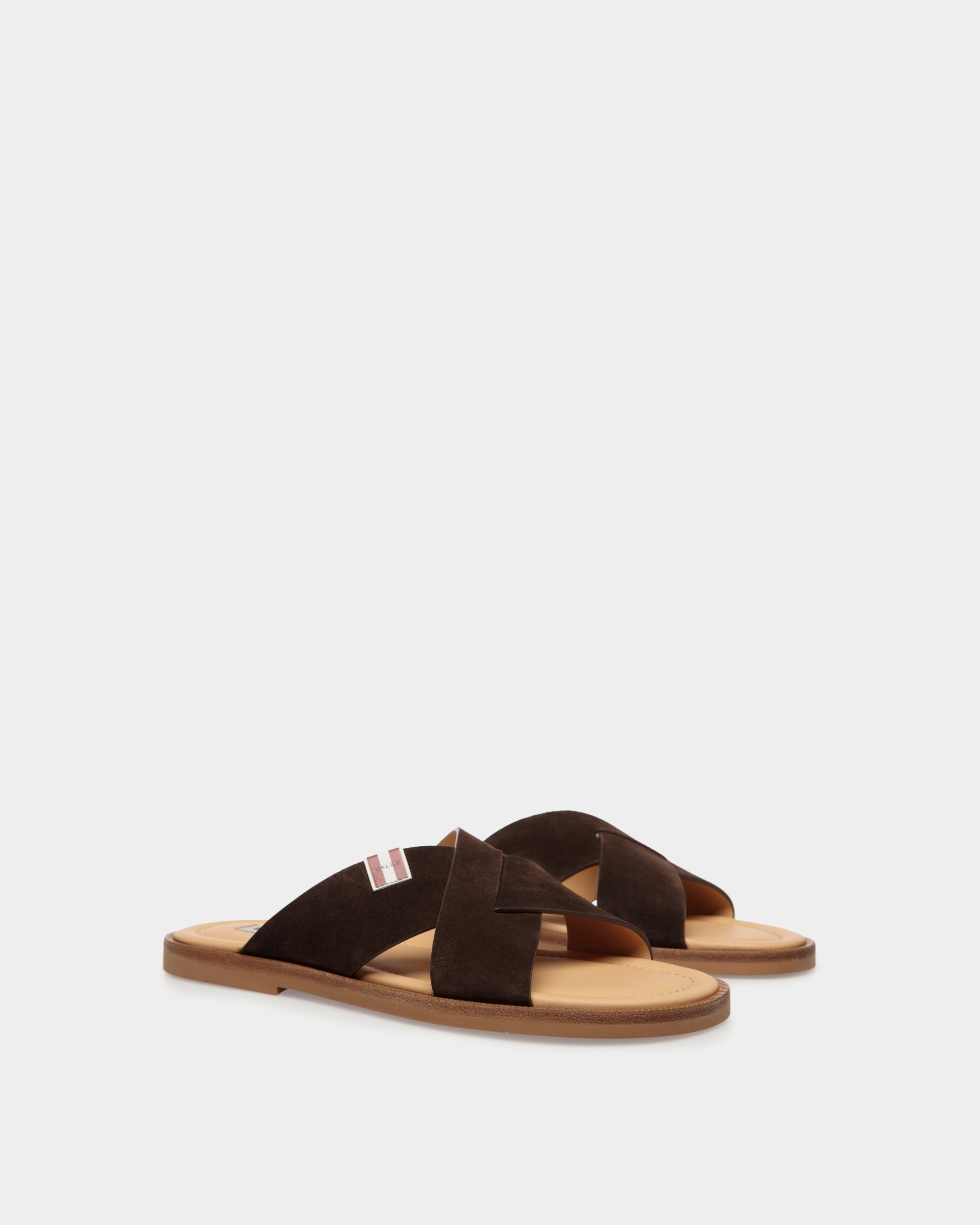 Glide Sandal in Ebano Suede Leather - Men's - Bally - 02