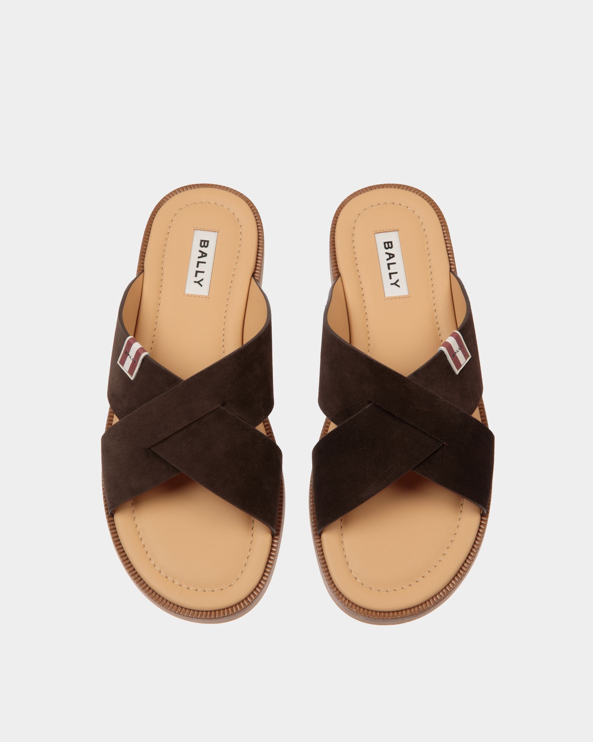 Glide Sandal in Ebano Suede Leather - Men's - Bally - 04