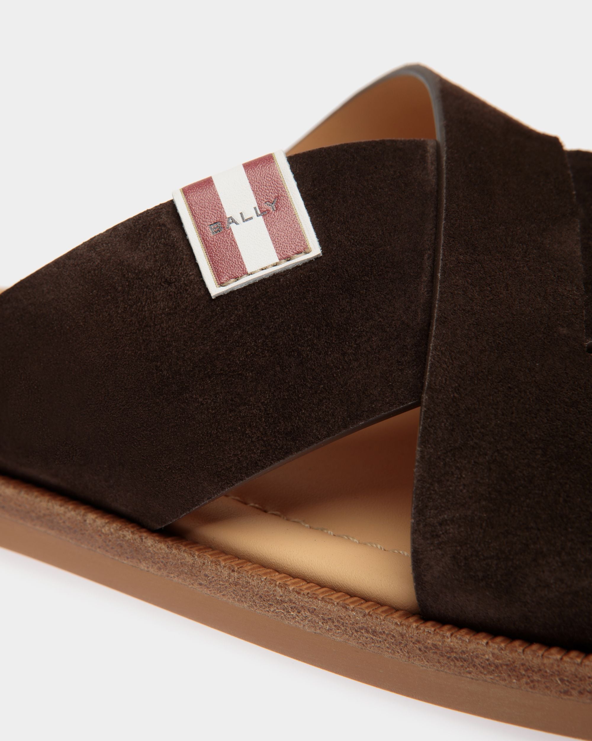 Glide Sandal in Ebano Suede Leather - Men's - Bally - 05