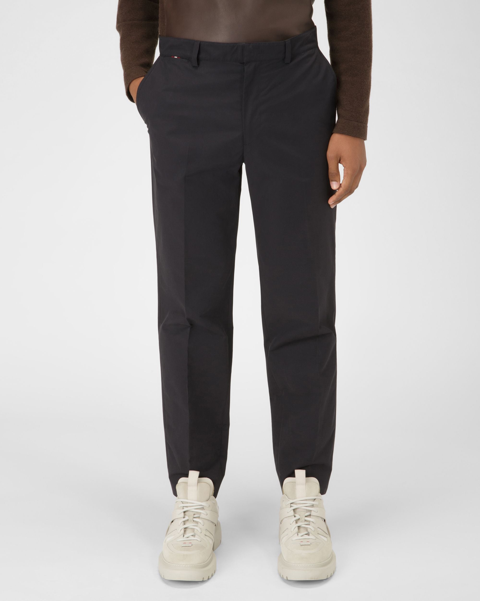 Mixed Cotton Chino Pants In Black - Men's - Bally - 01