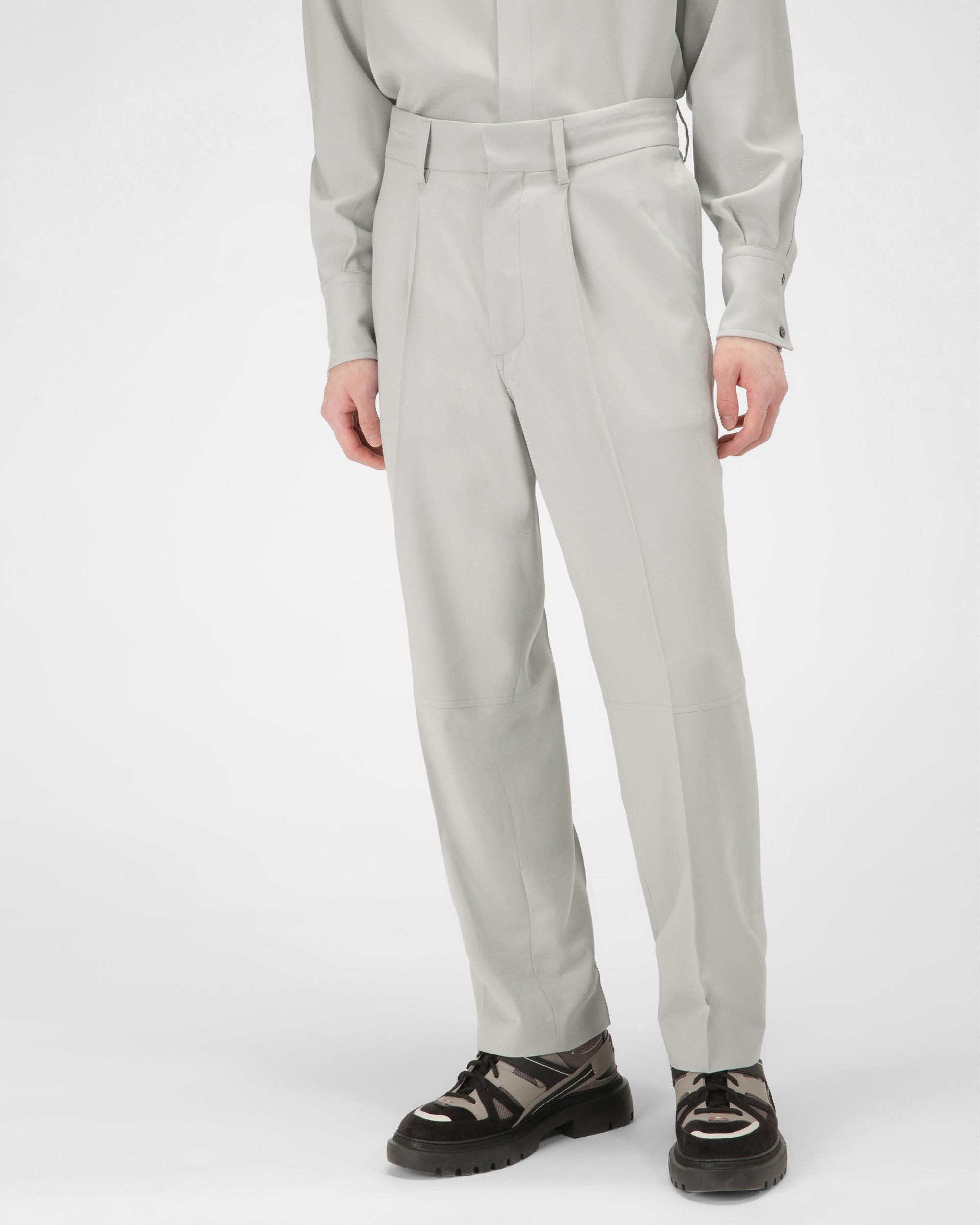 Wool Trousers In Light Blue - Men's - Bally - 01