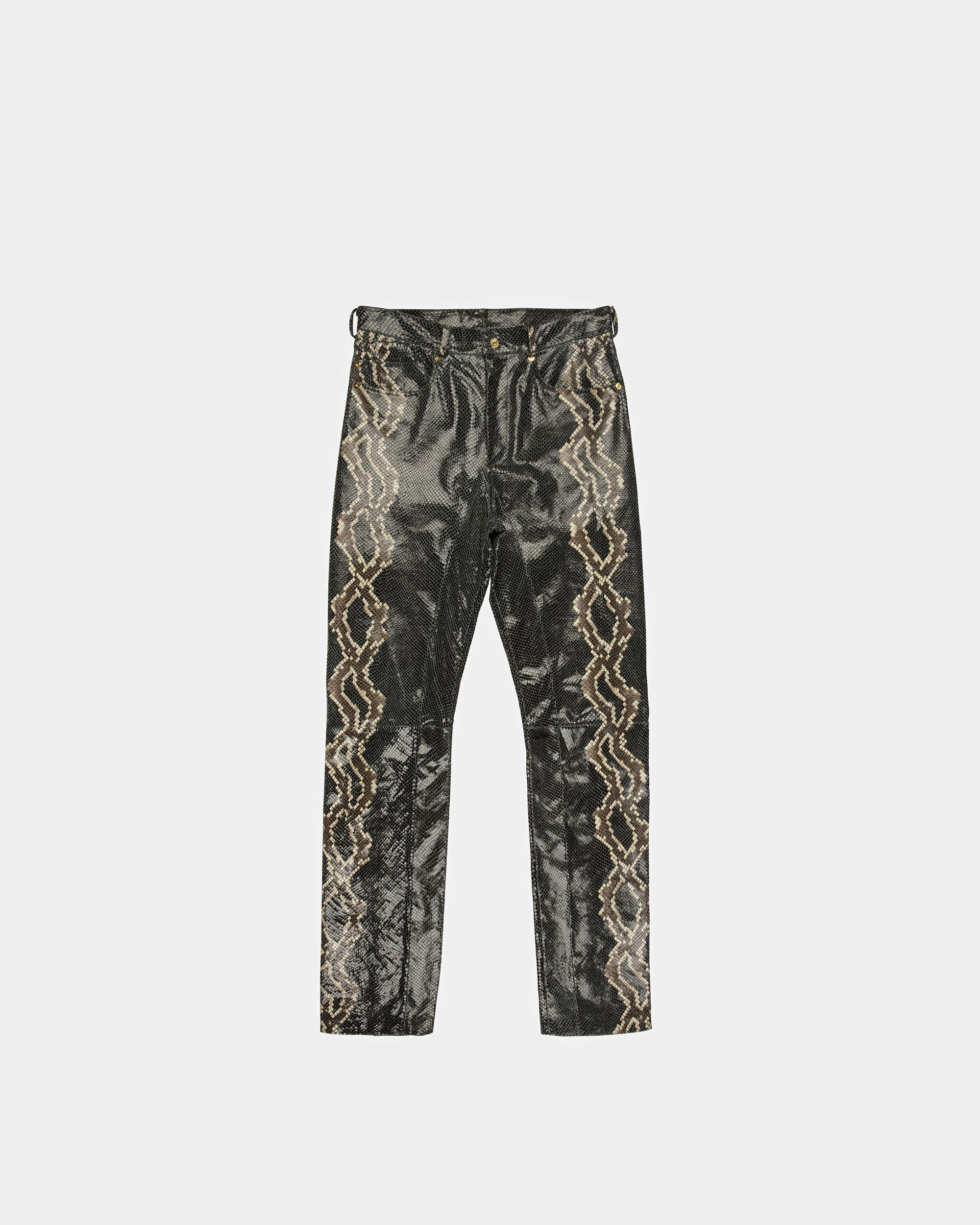 Straight Pants In Black Printed Leather - Men's - Bally - 06