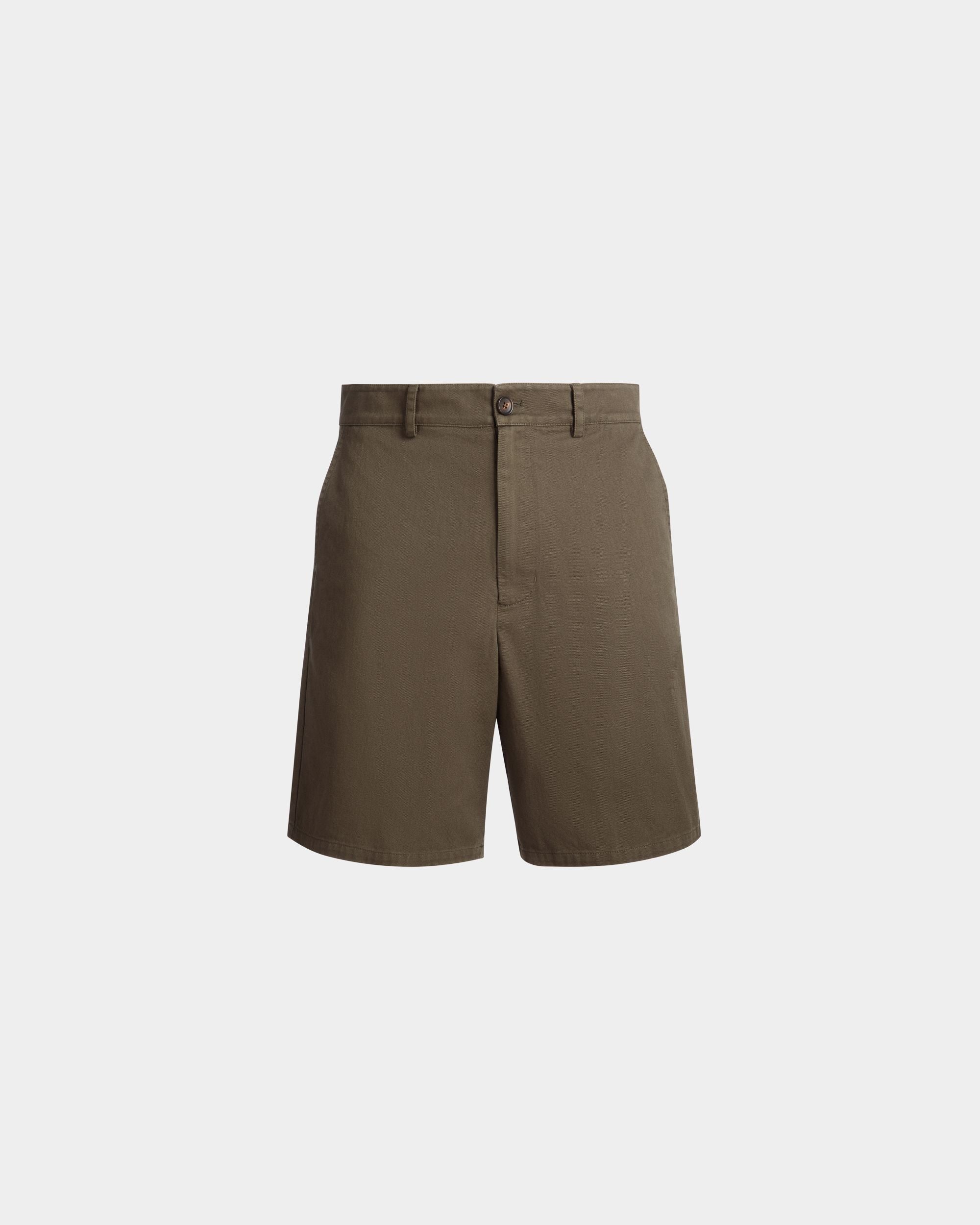 Adrien Brody Travel Collection Shorts In Military Green Cotton - Men's - Bally - 01