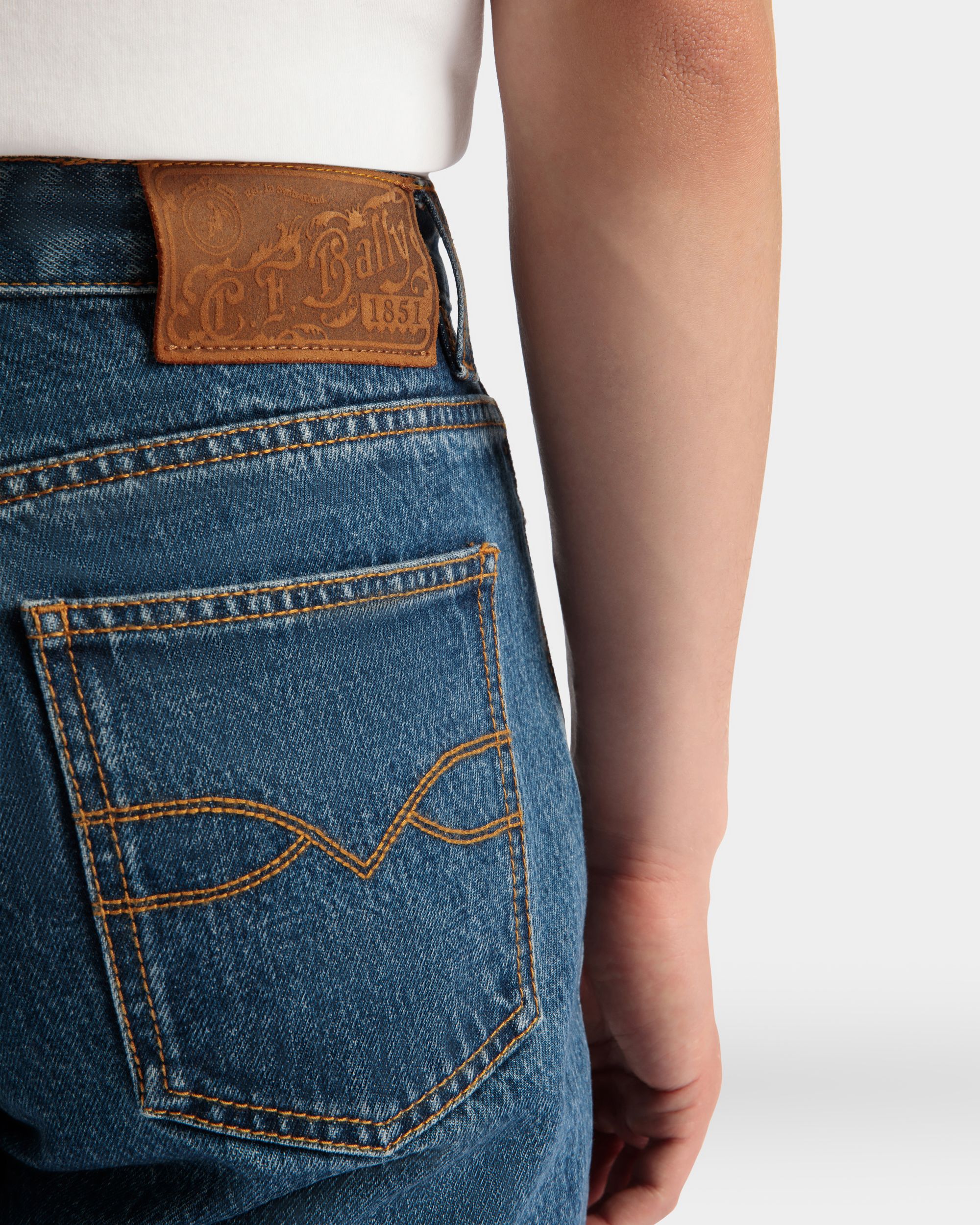 Denim Pants in Medium Blue Cotton - Men's - Bally - 04