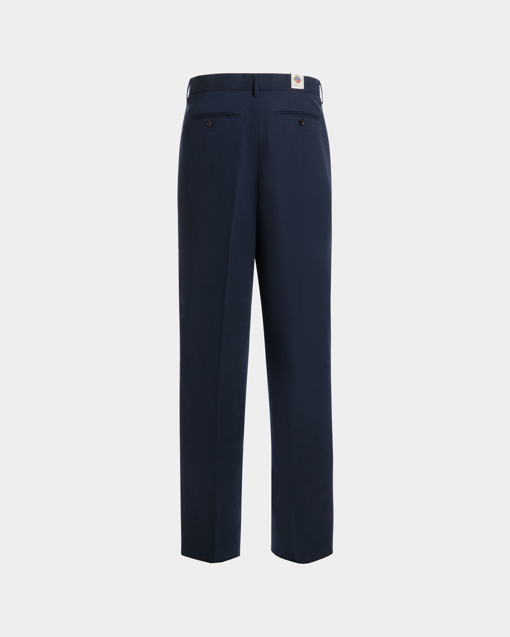Regular Pleated Pants in Navy Blue Cotton Blend - Men's - Bally - 07