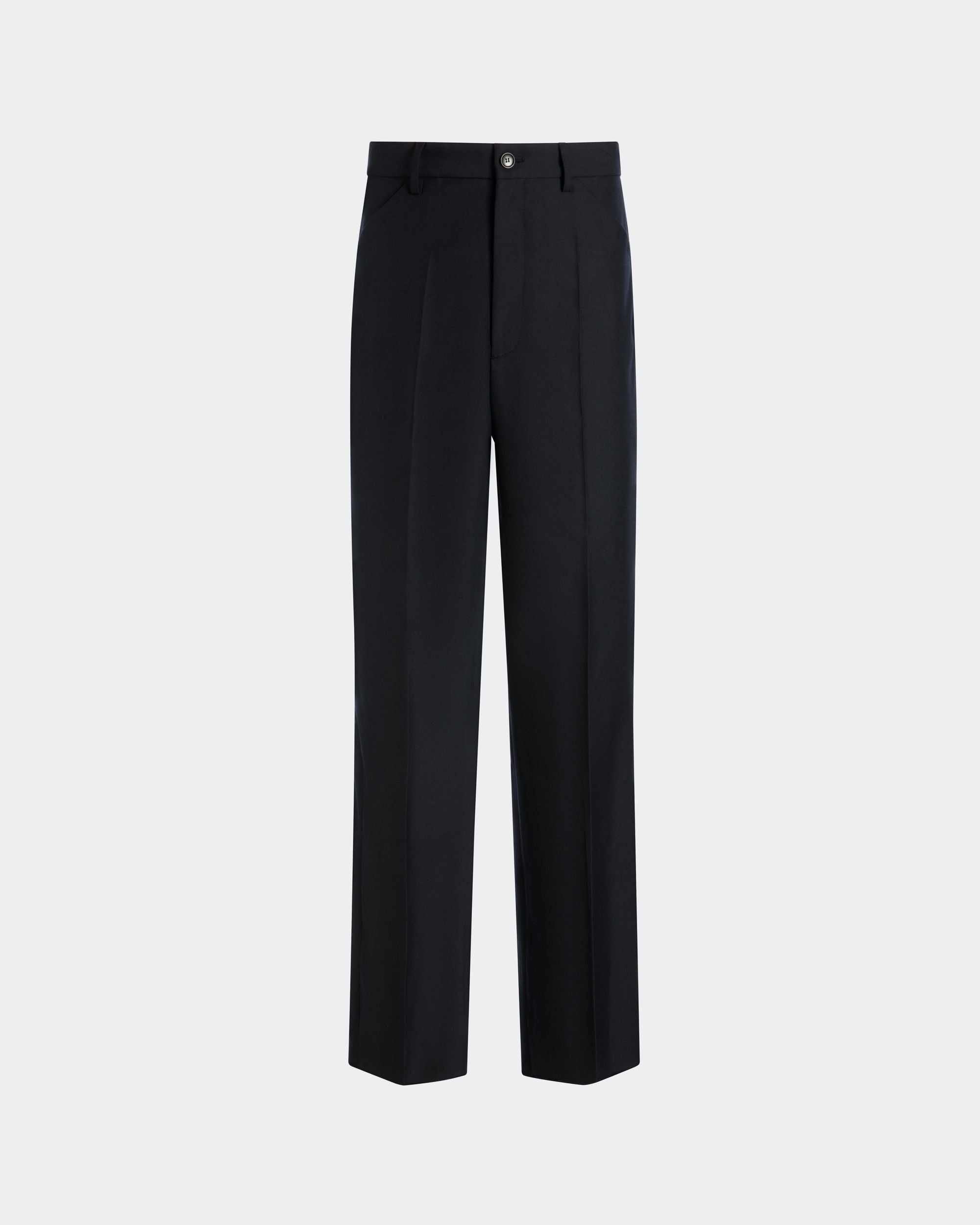 Tailored Pants in Navy Blue Wool Blend - Men's - Bally - 01