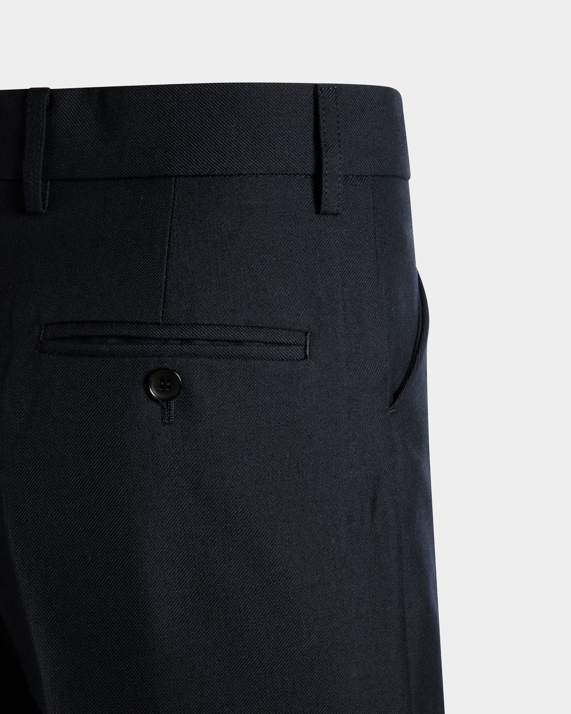 Tailored Pants in Navy Blue Wool Blend - Men's - Bally - 04