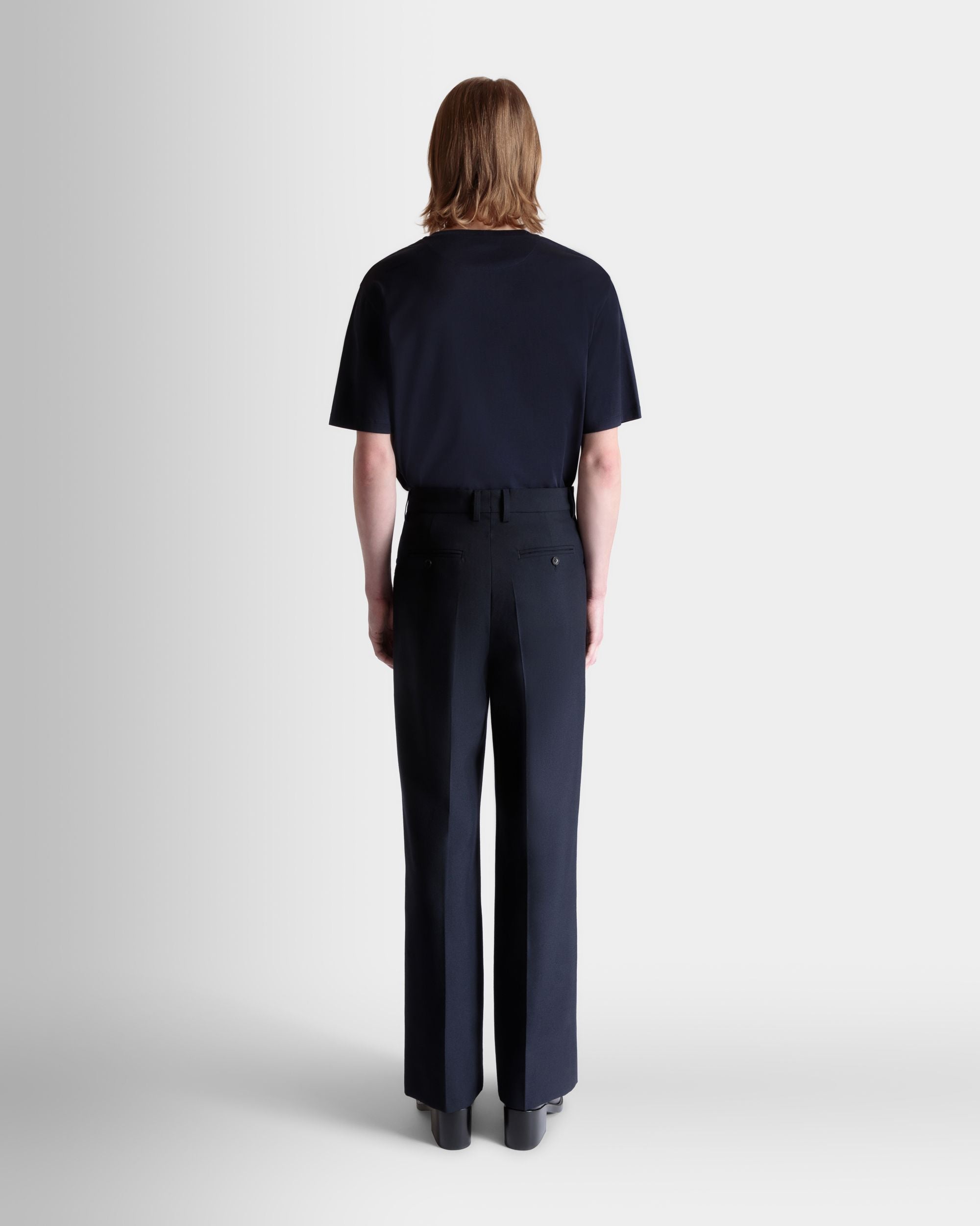 Tailored Pants in Navy Blue Wool Blend - Men's - Bally - 06