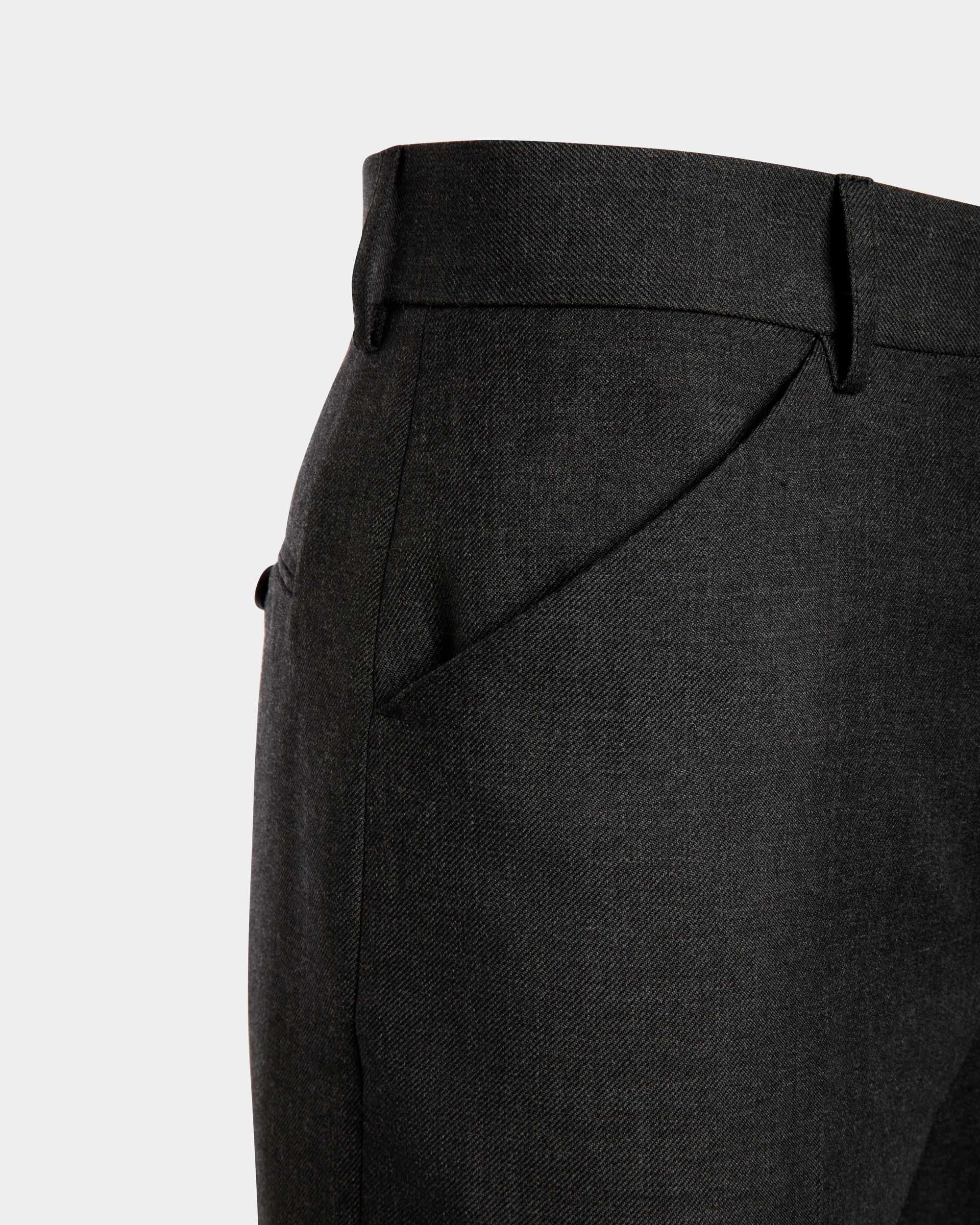 Pants in a Melange Grey Wool Blend - Men's - Bally - 04