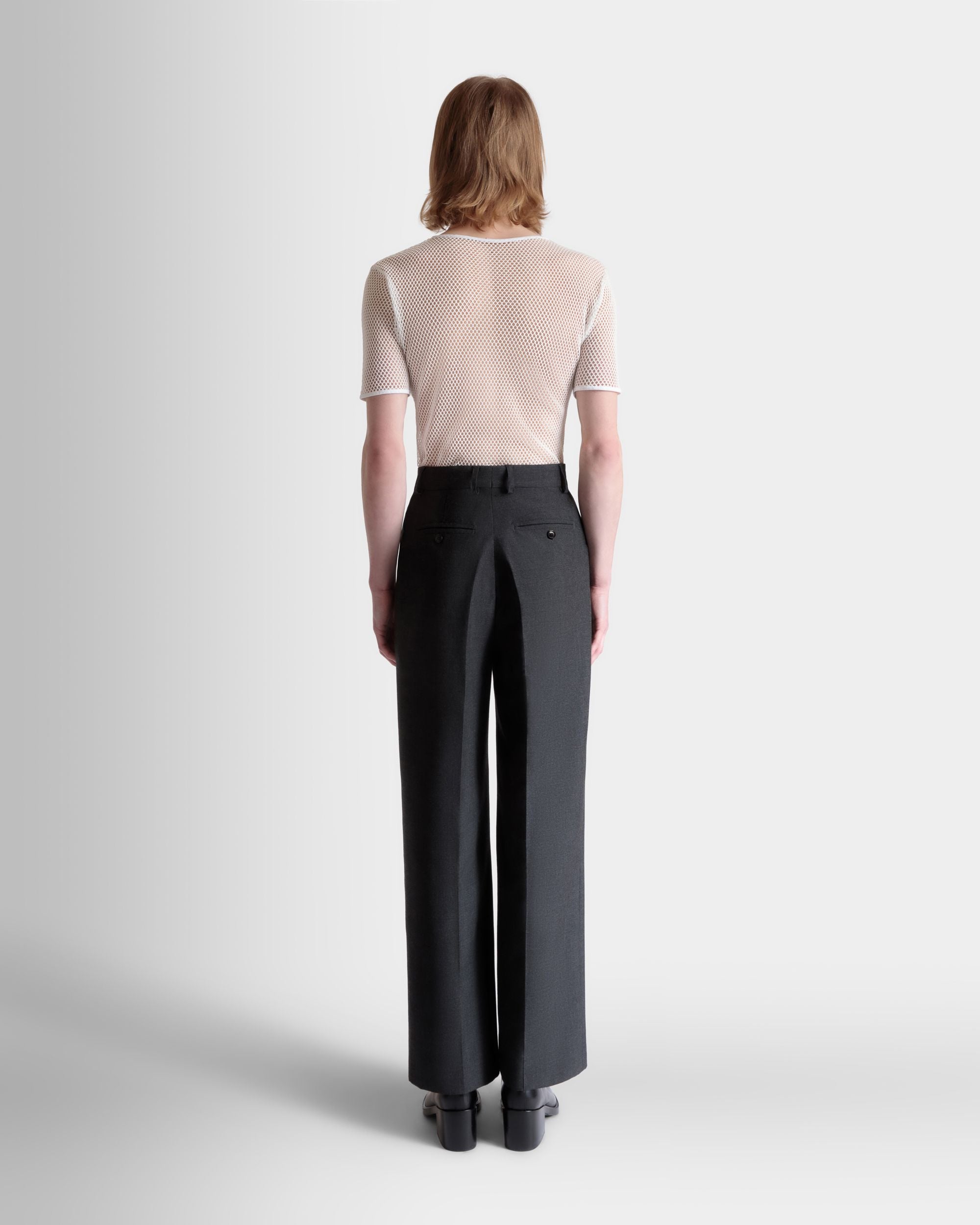 Pants in a Melange Grey Wool Blend - Men's - Bally - 06