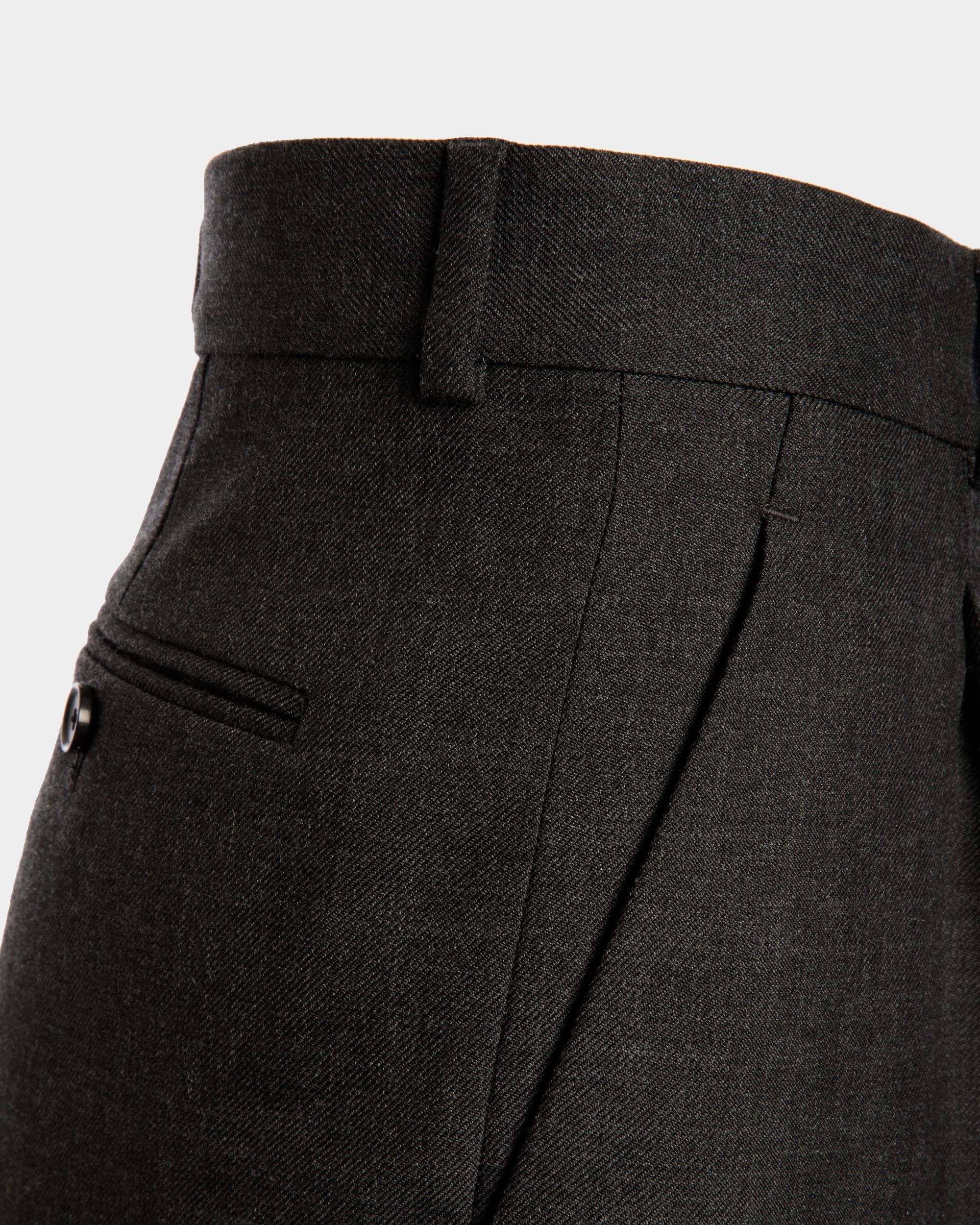 Pleated Pants In Grey Melange Wool Blend - Men's - Bally - 02