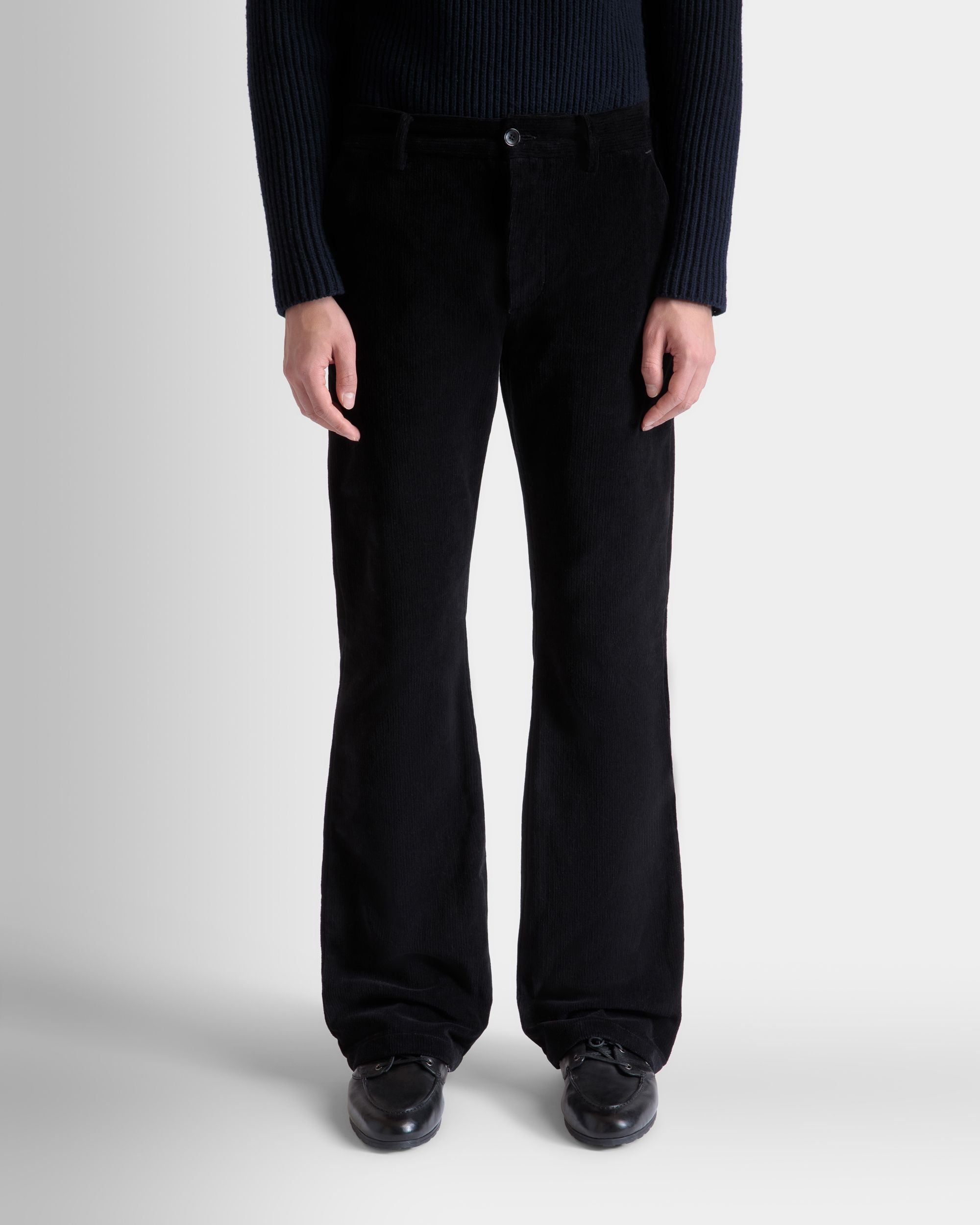 Flared Pants In Black Cotton Corduroy - Men's - Bally - 03