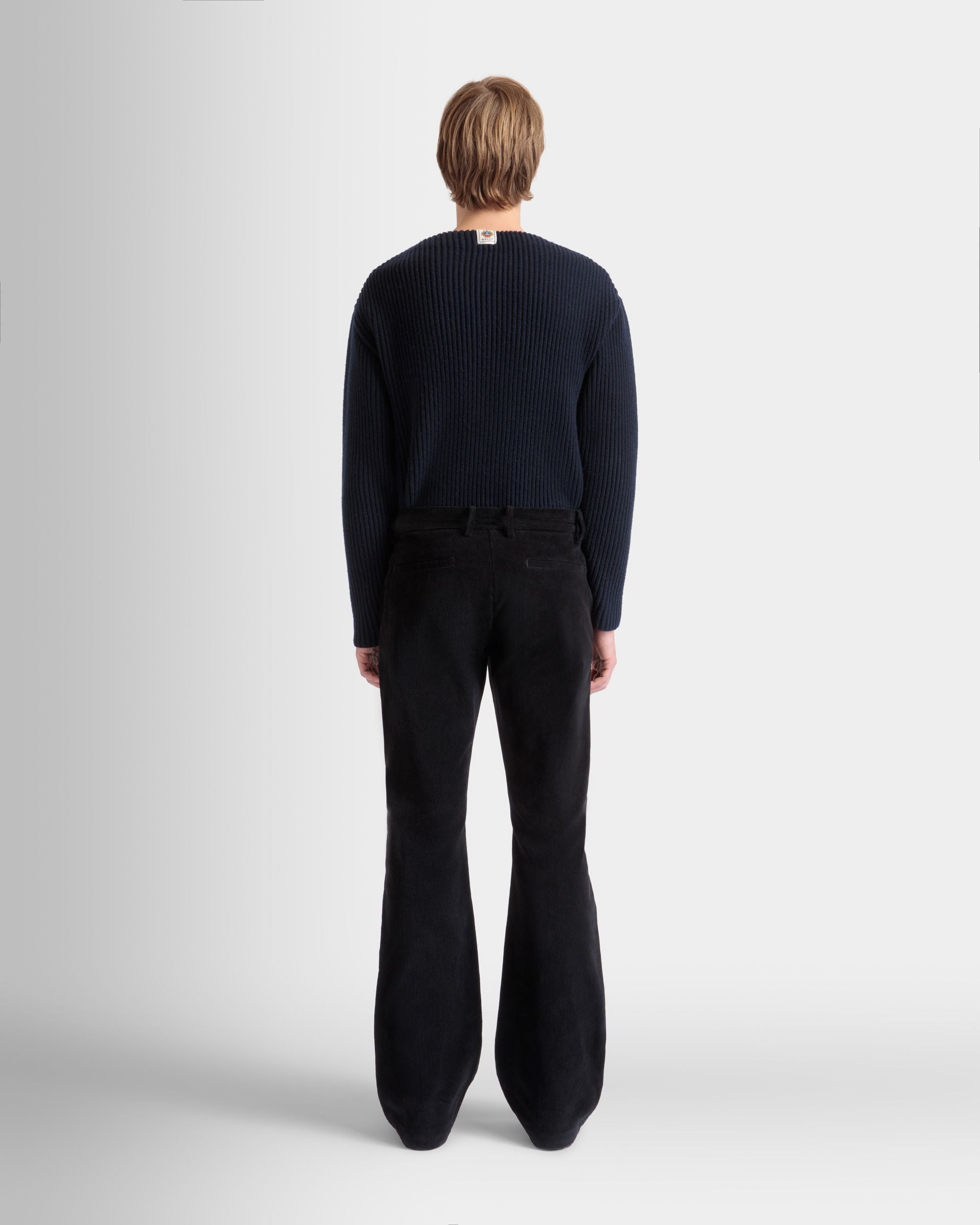 Flared Pants In Black Cotton Corduroy - Men's - Bally - 06