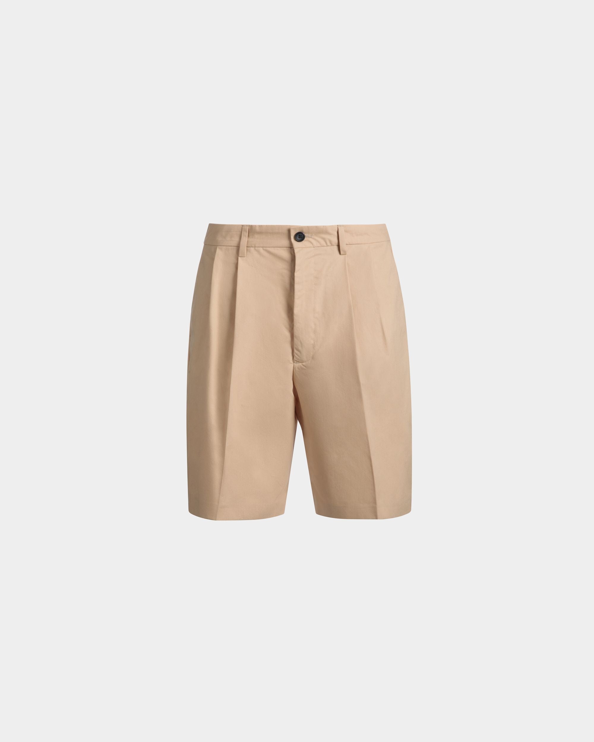 Pleated Shorts in Cream Cotton Blend - Men's - Bally - 01