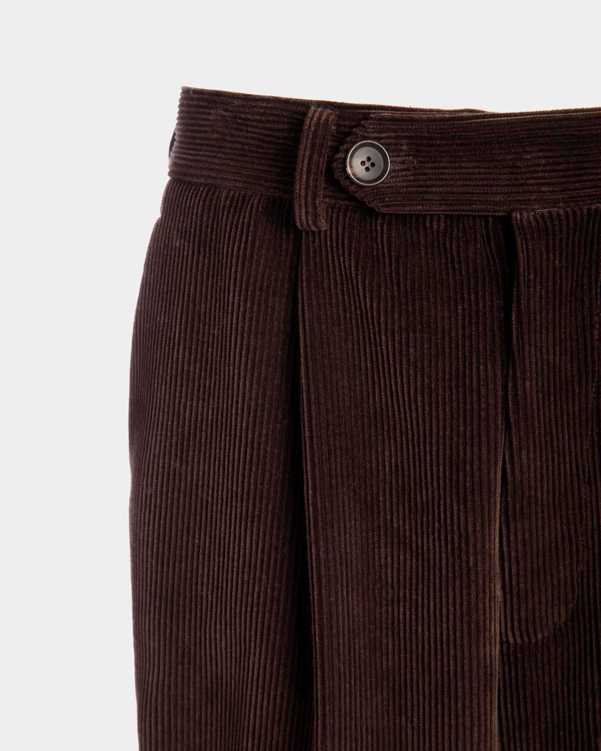 Winter Capsule Pleated Pants in Ebano Cotton Corduroy - Men's - Bally - 04