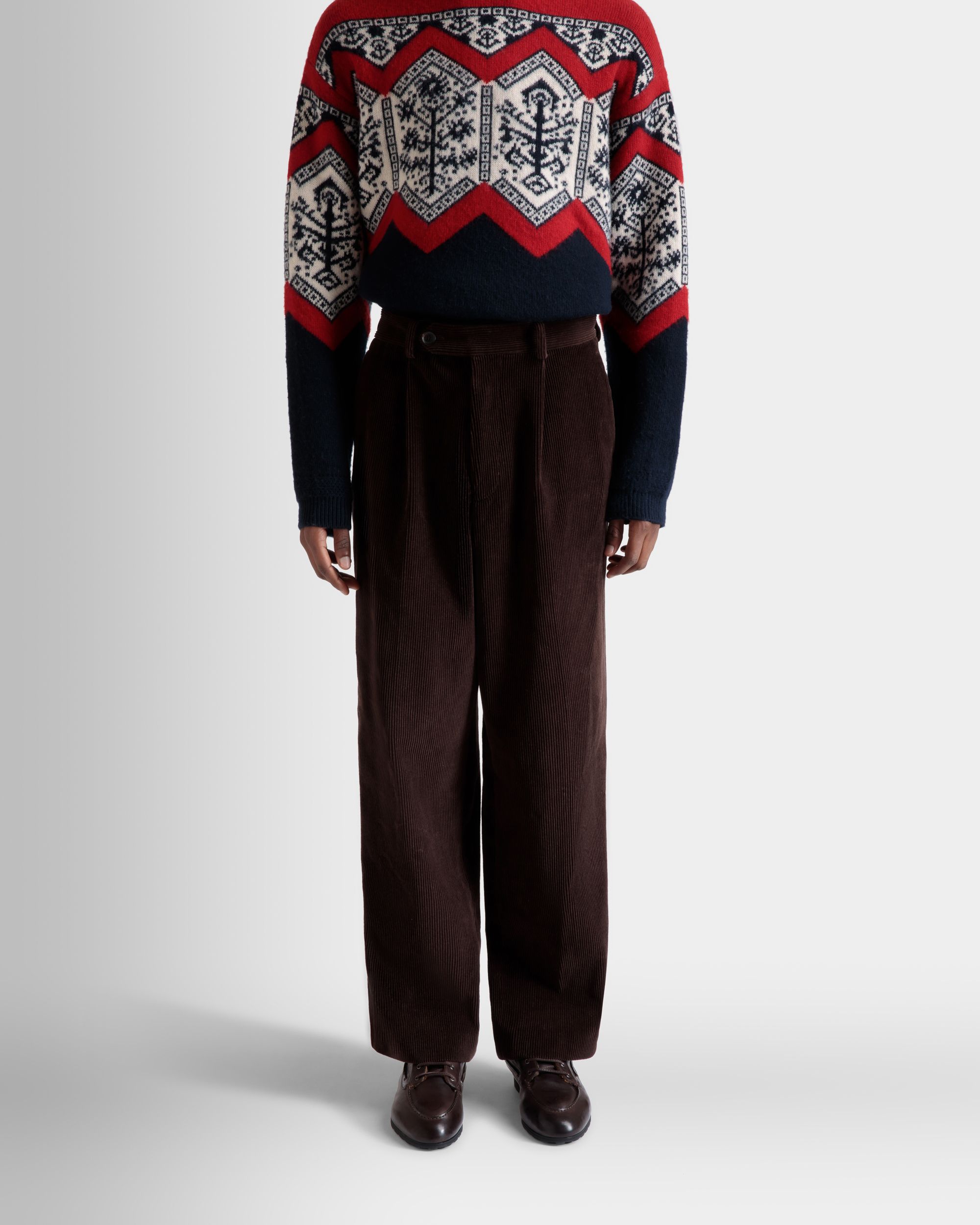 Winter Capsule Pleated Pants in Ebano Cotton Corduroy - Men's - Bally - 08