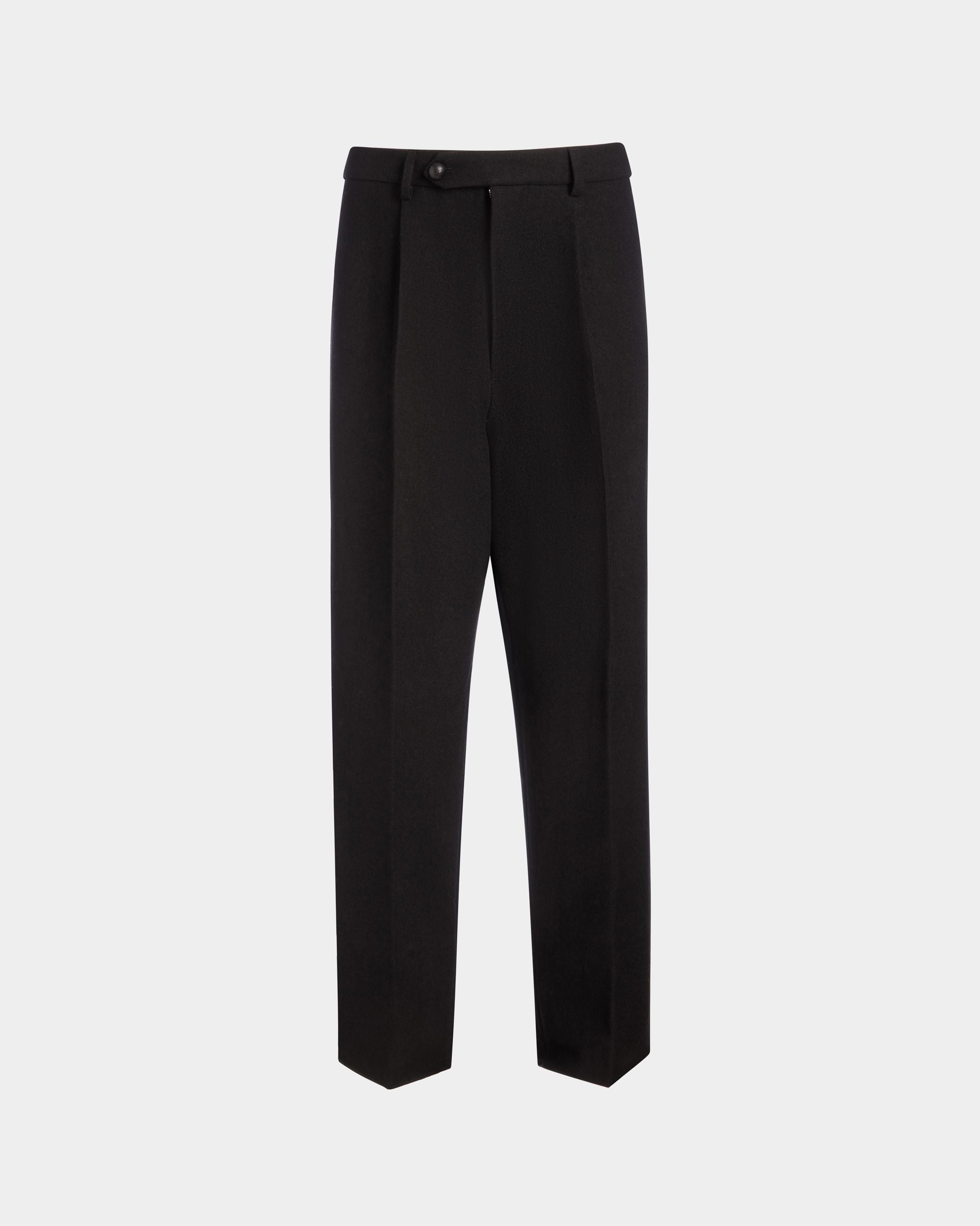 Winter Capsule Pleated Pants in a Black Wool Blend - Men's - Bally - 01