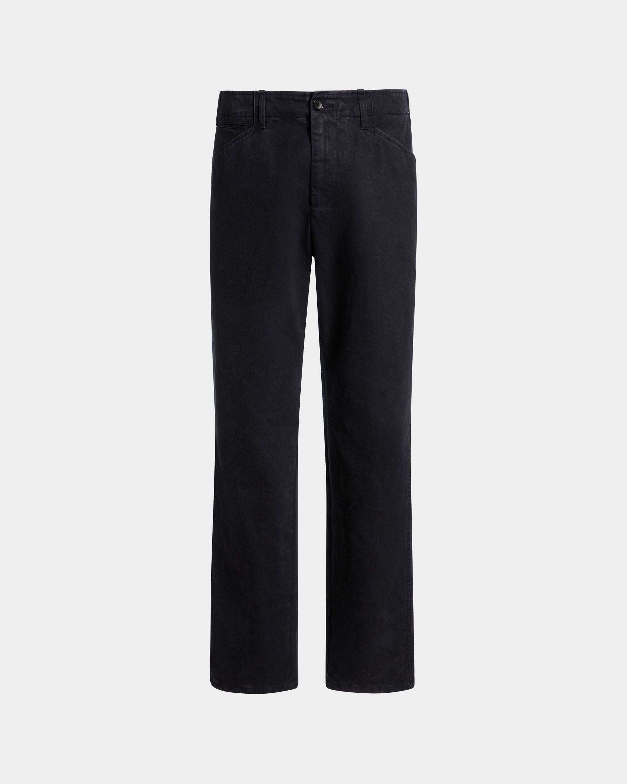 5-Pockets Pants in Navy Blue Cotton - Men's - Bally - 01