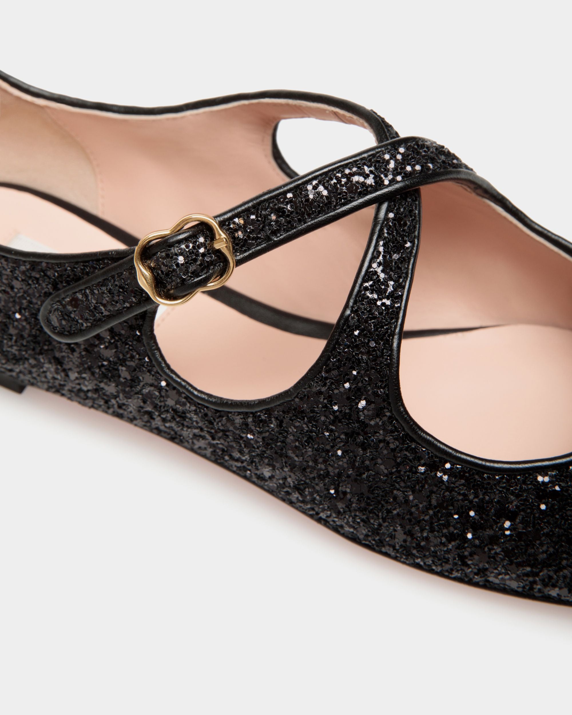 Womens black glitter flats clearance