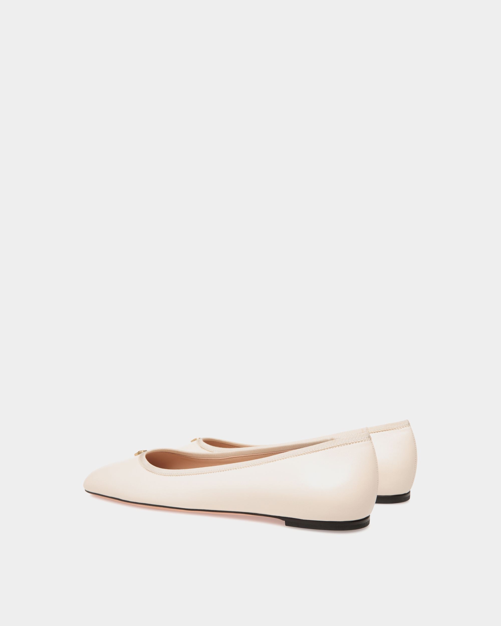 Ballyrina Flat In White Leather - Women's - Bally - 03
