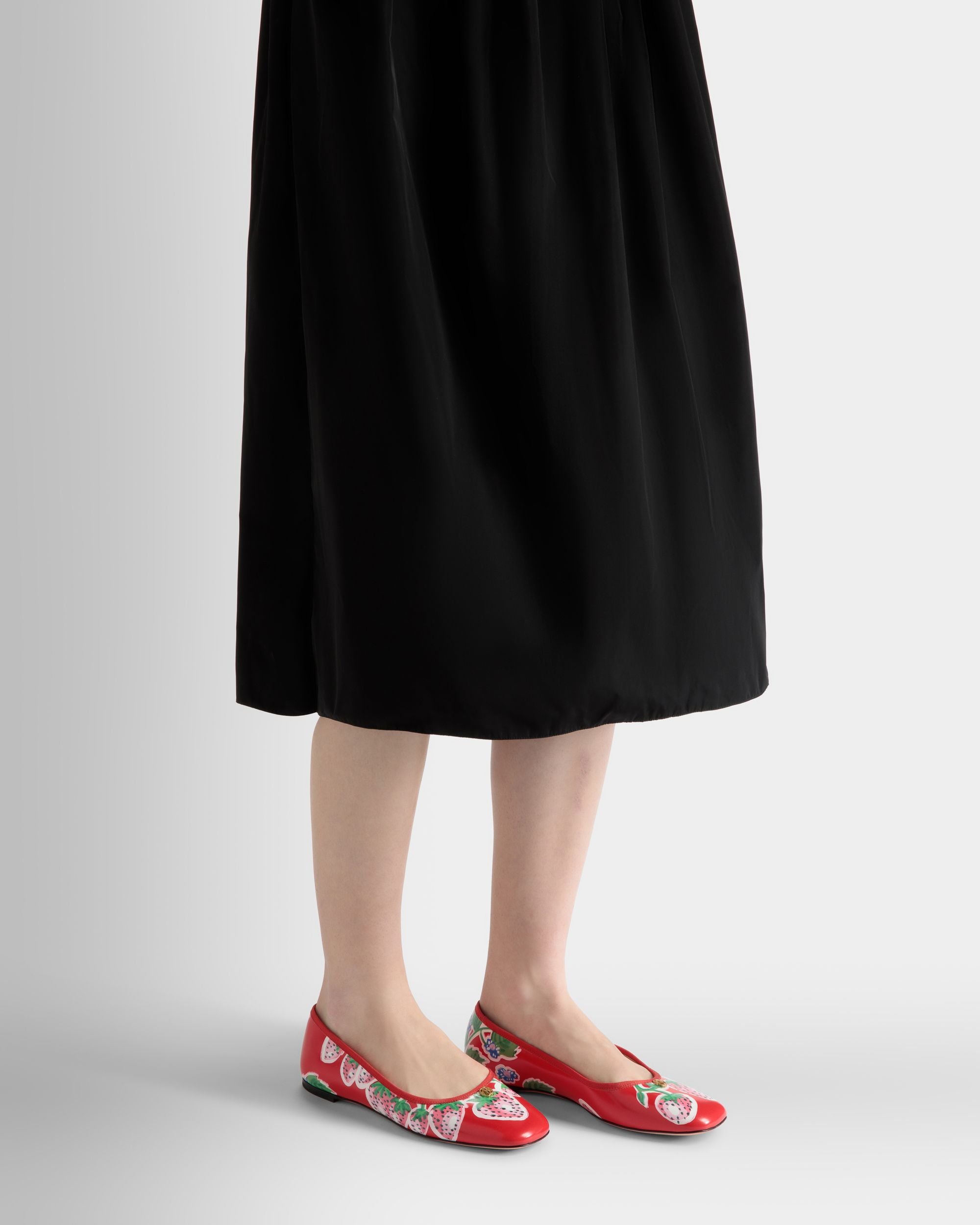 Ballyrina Flat in Strawberry Print Brushed Leather - Women's - Bally - 02