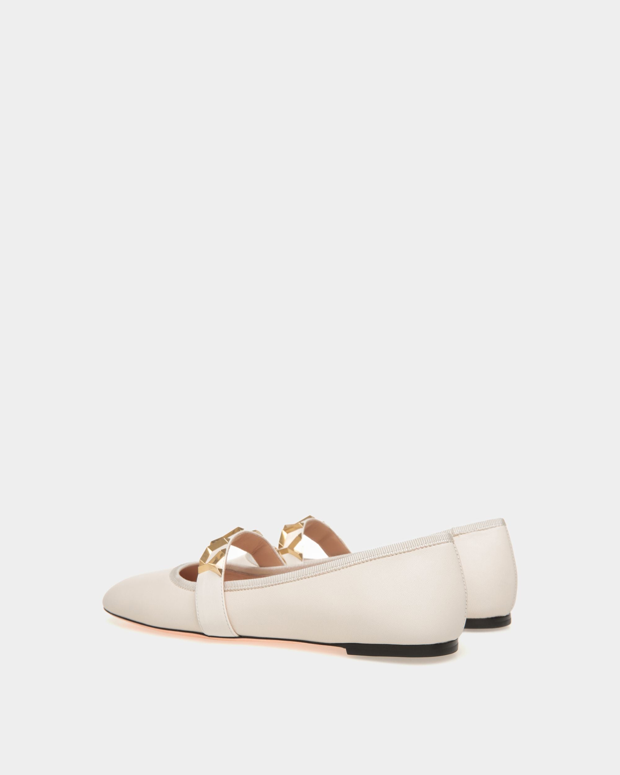 Ballyrina Flat in White Leather - Women's - Bally - 03