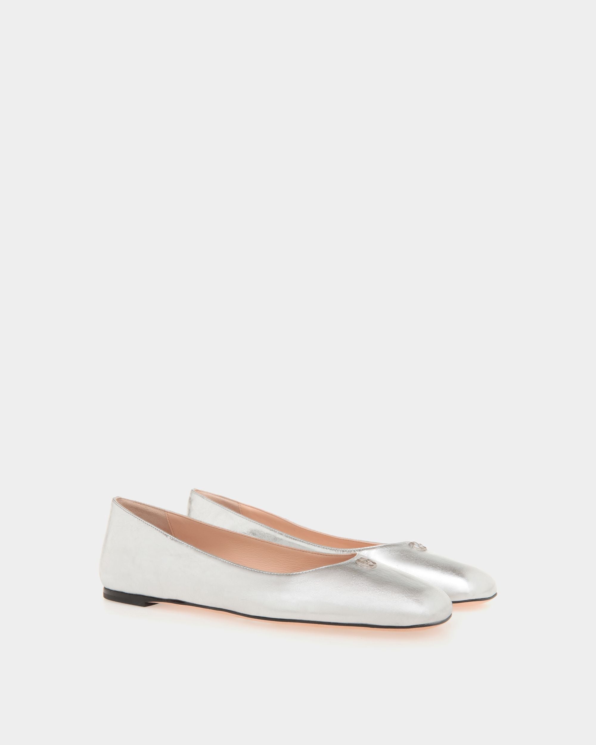 Ballyrina Flat in Silver Metallic Leather - Women's - Bally - 02