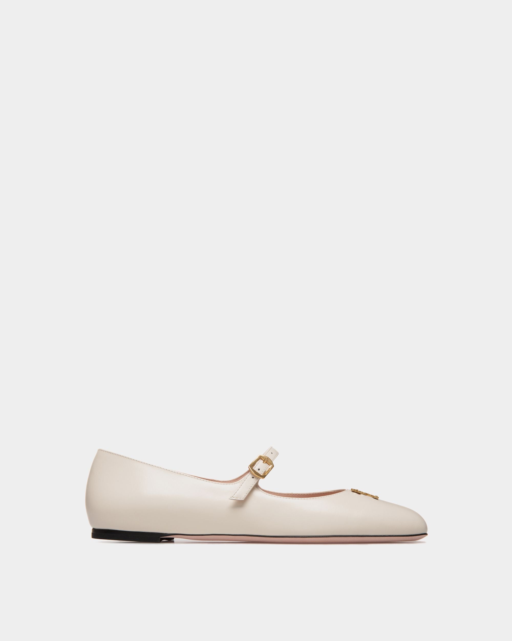 Ballyrina Mary-Jane Flat In White Leather - Women's - Bally - 01