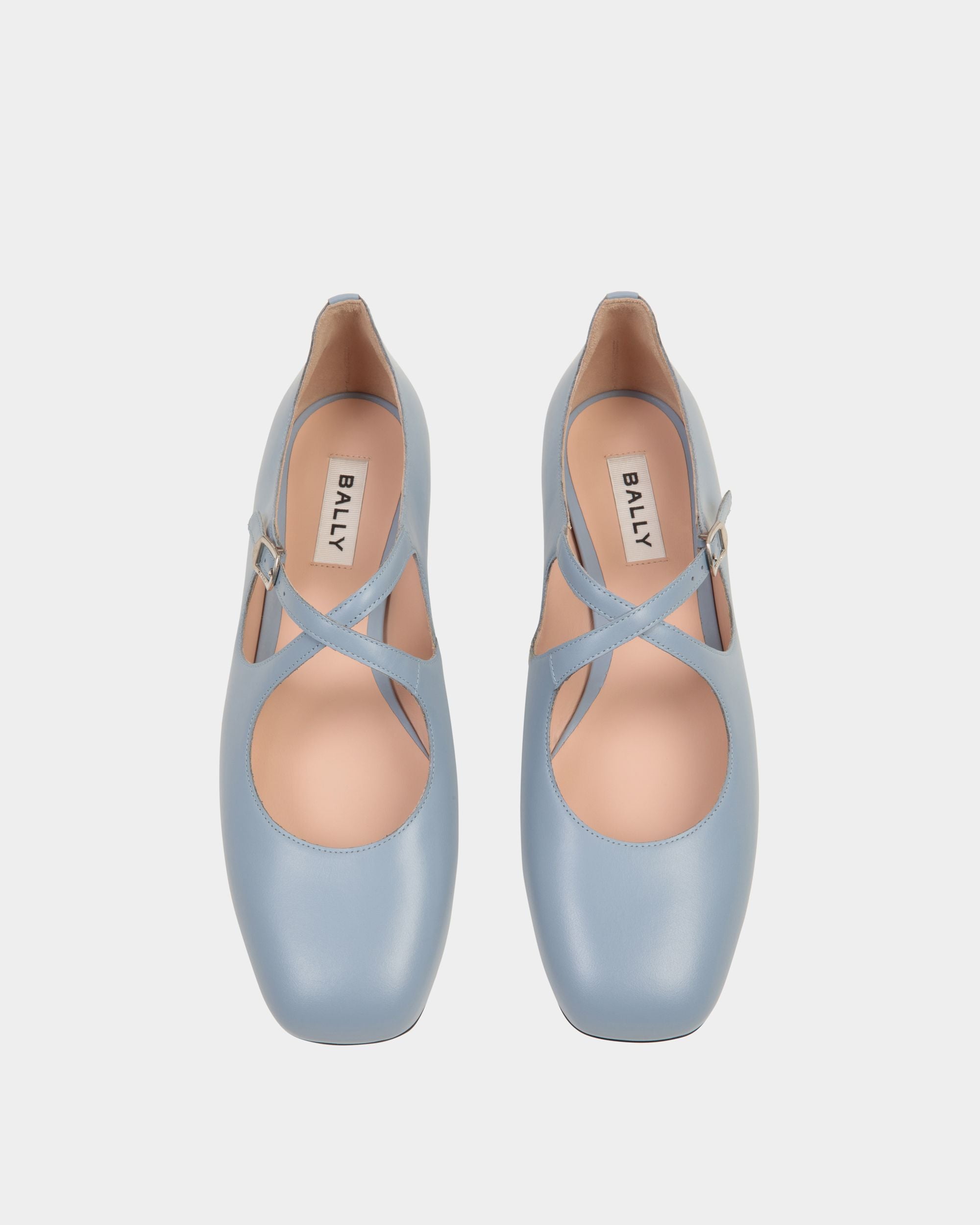 Ballyrina Flat in Light Blue Leather - Women's - Bally - 05