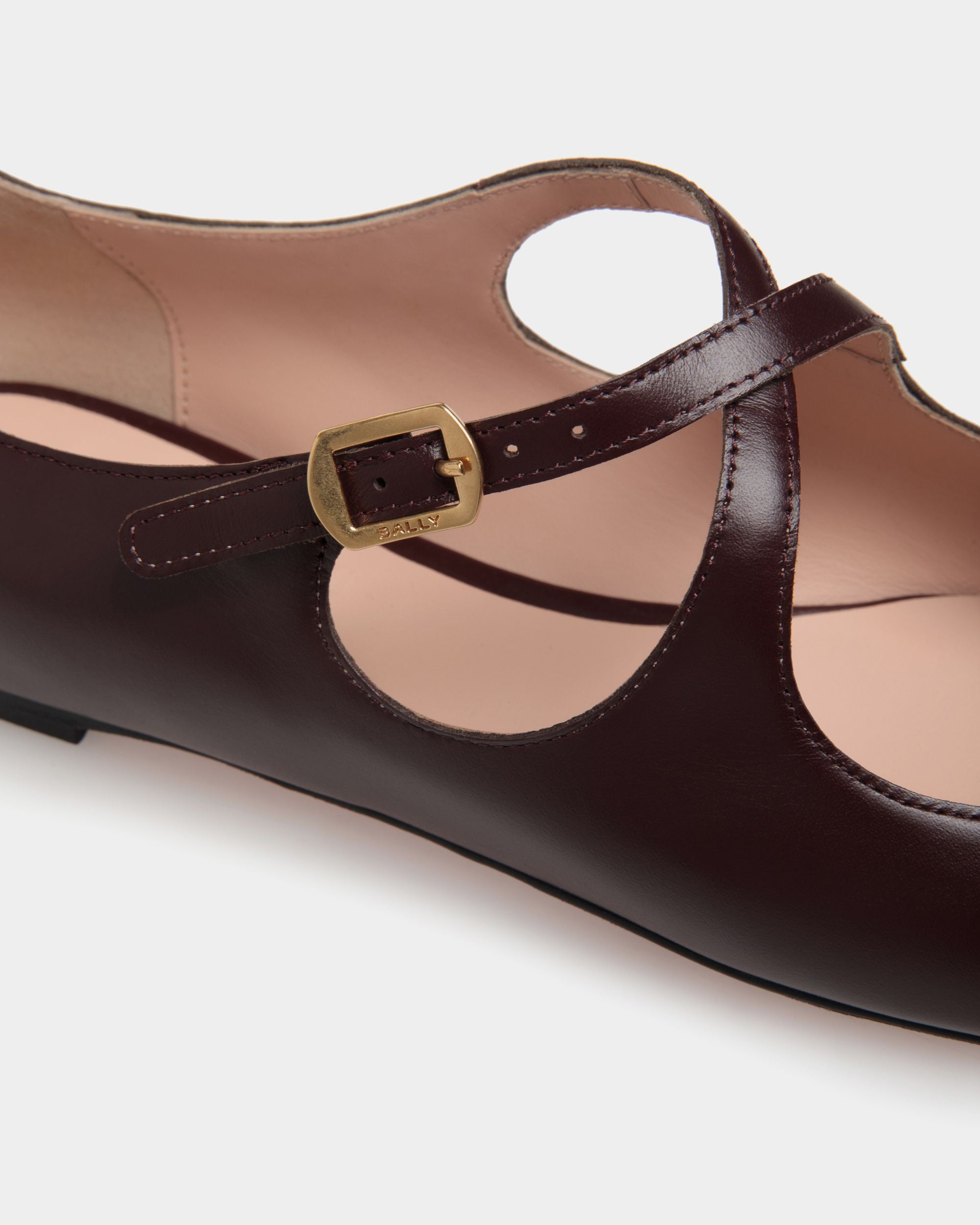 Ballyrina Flat in Deep Burgundy Leather - Women's - Bally - 06