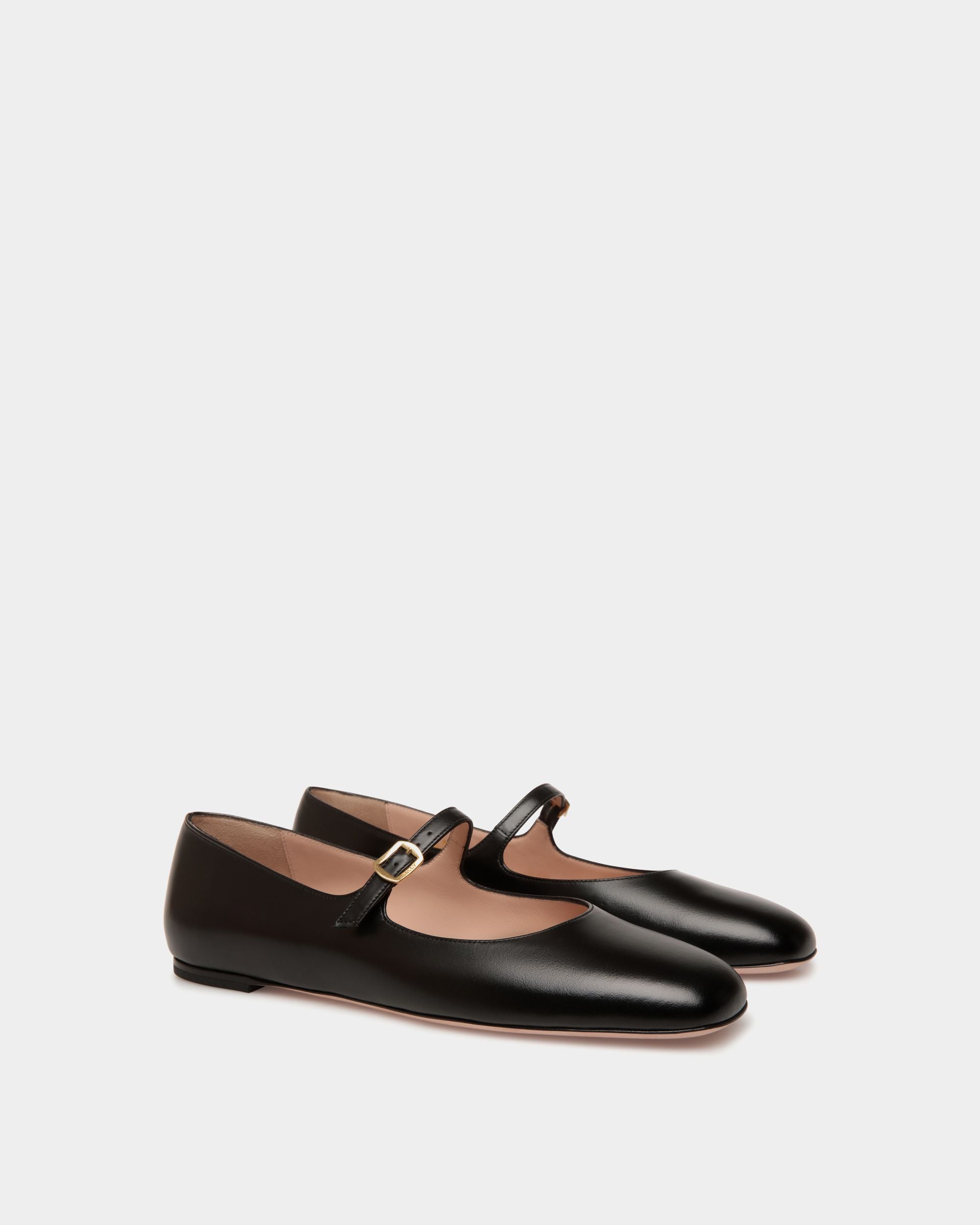 Ballyrina Flat in Black Leather - Women's - Bally - 03