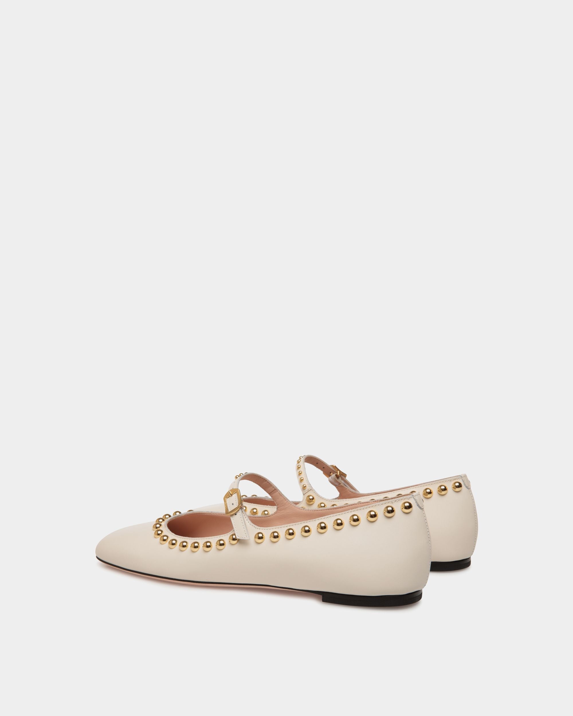 Ballyrina Flat in Ivory Leather - Women's - Bally - 04