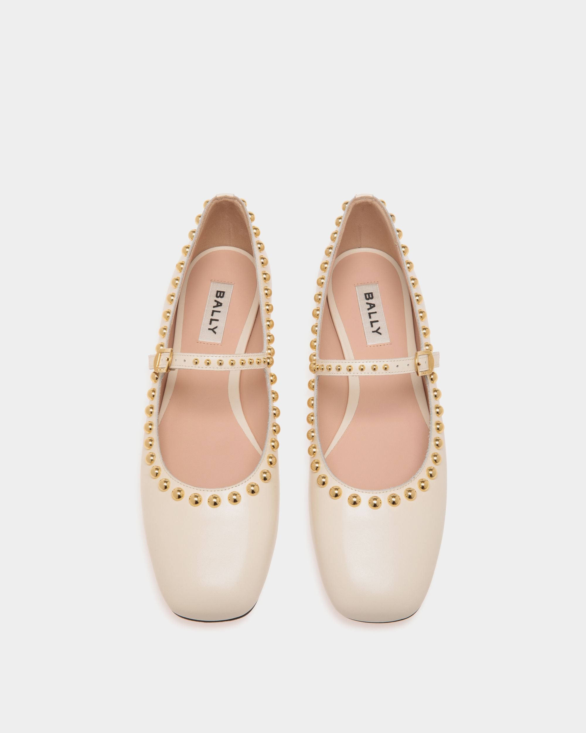Ballyrina Flat in Ivory Leather - Women's - Bally - 05